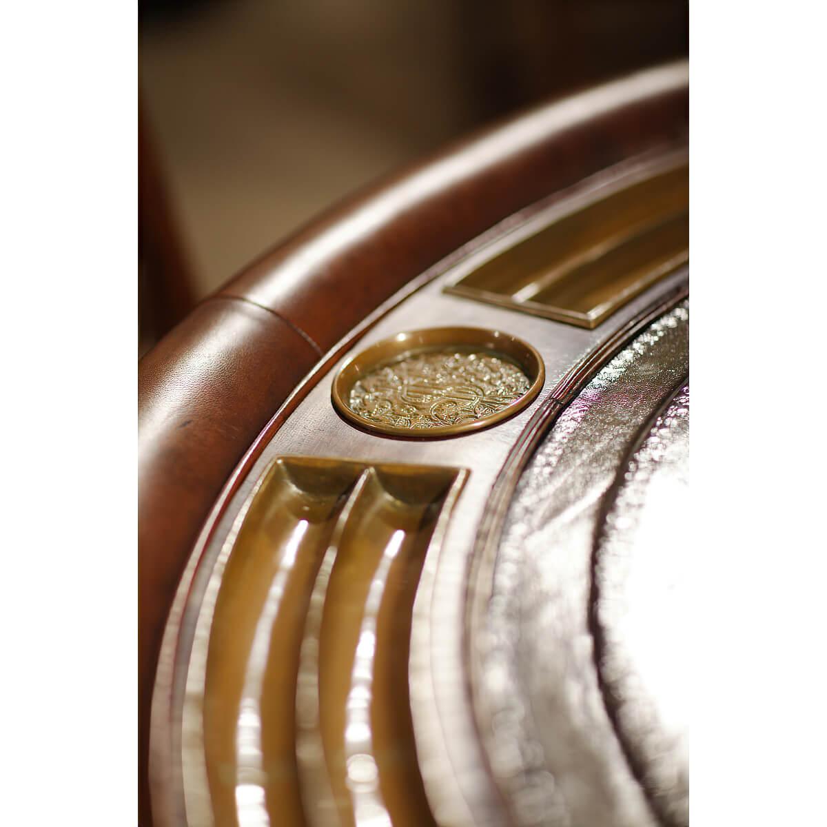 Contemporary Mahogany and Leather Top Poker Table