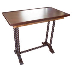 Mahogany and Lemongrass Serving Table with Turned Legs