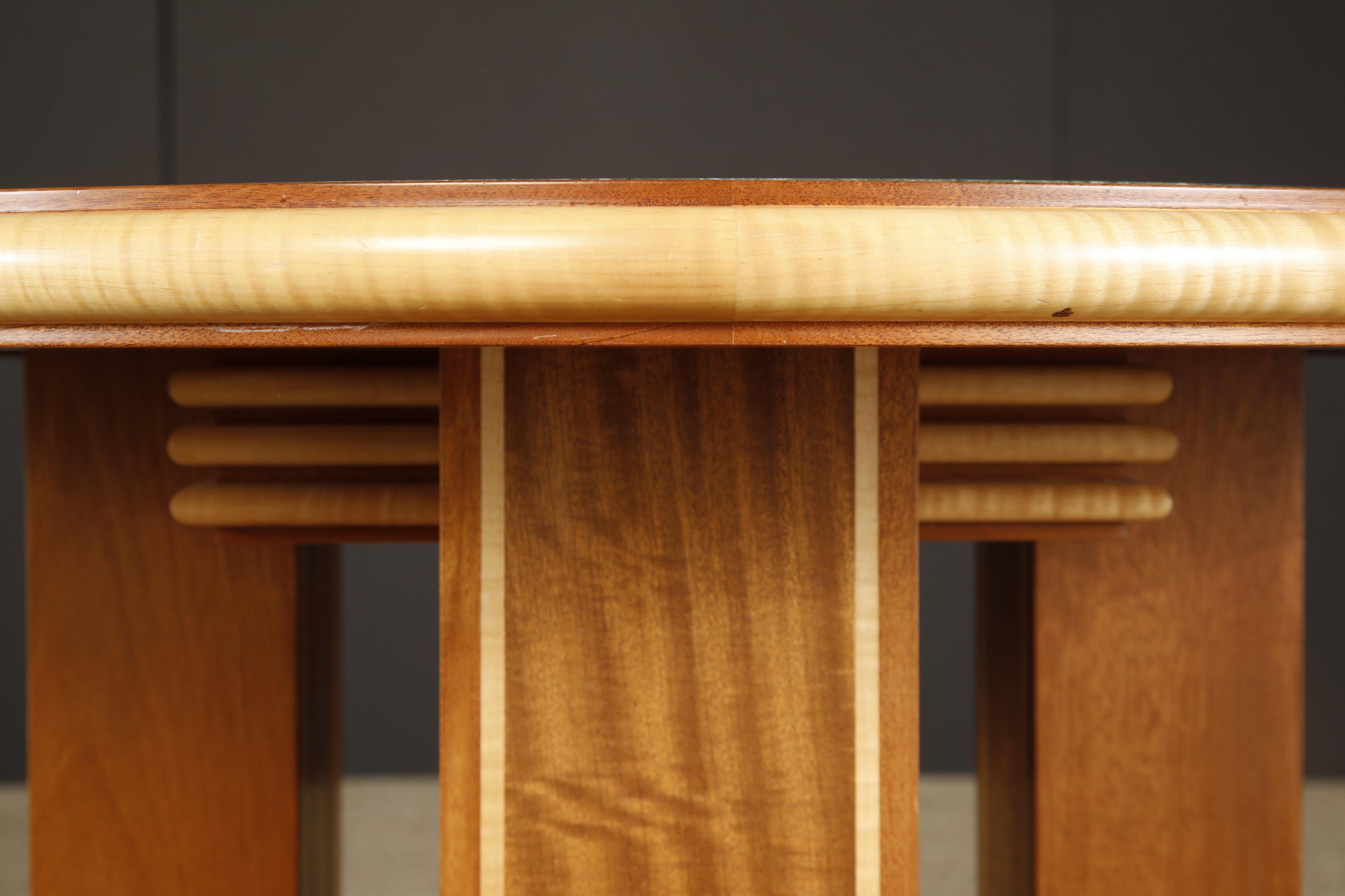 Mahogany and Marble Center Table or Zoom Table by Ron Puckett, 1991, Signed For Sale 4