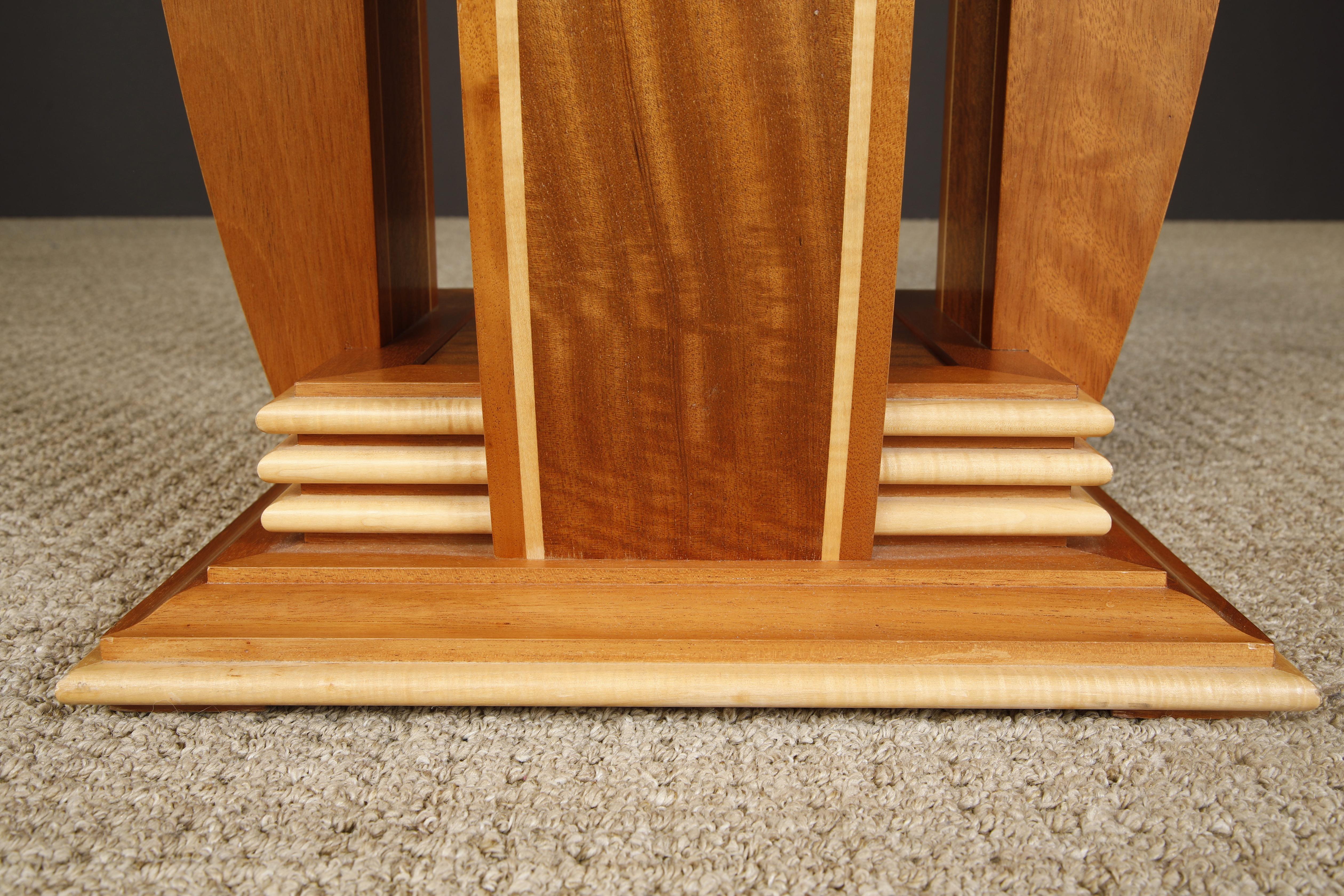 Mahogany and Marble Center Table or Zoom Table by Ron Puckett, 1991, Signed For Sale 5