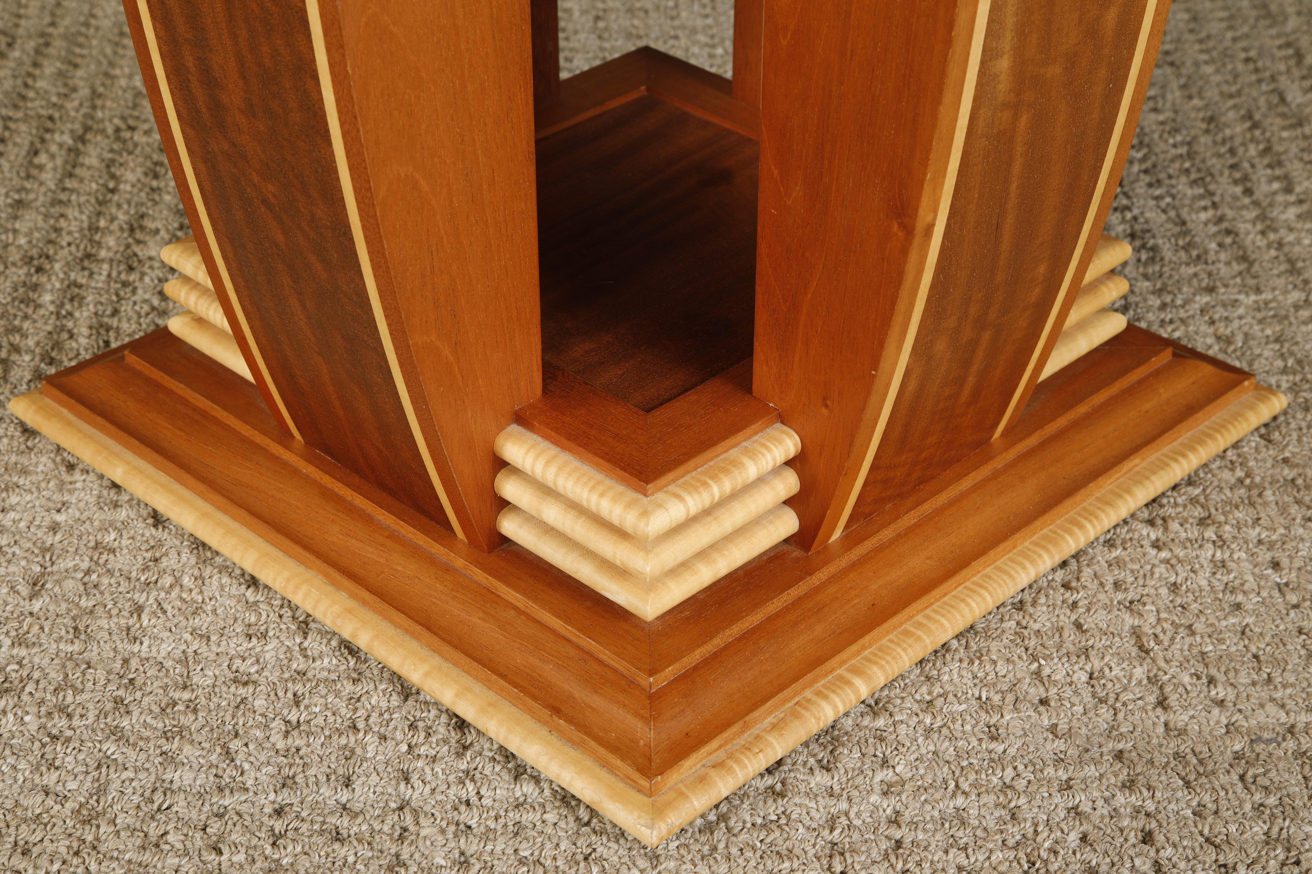 Mahogany and Marble Center Table or Zoom Table by Ron Puckett, 1991, Signed For Sale 8
