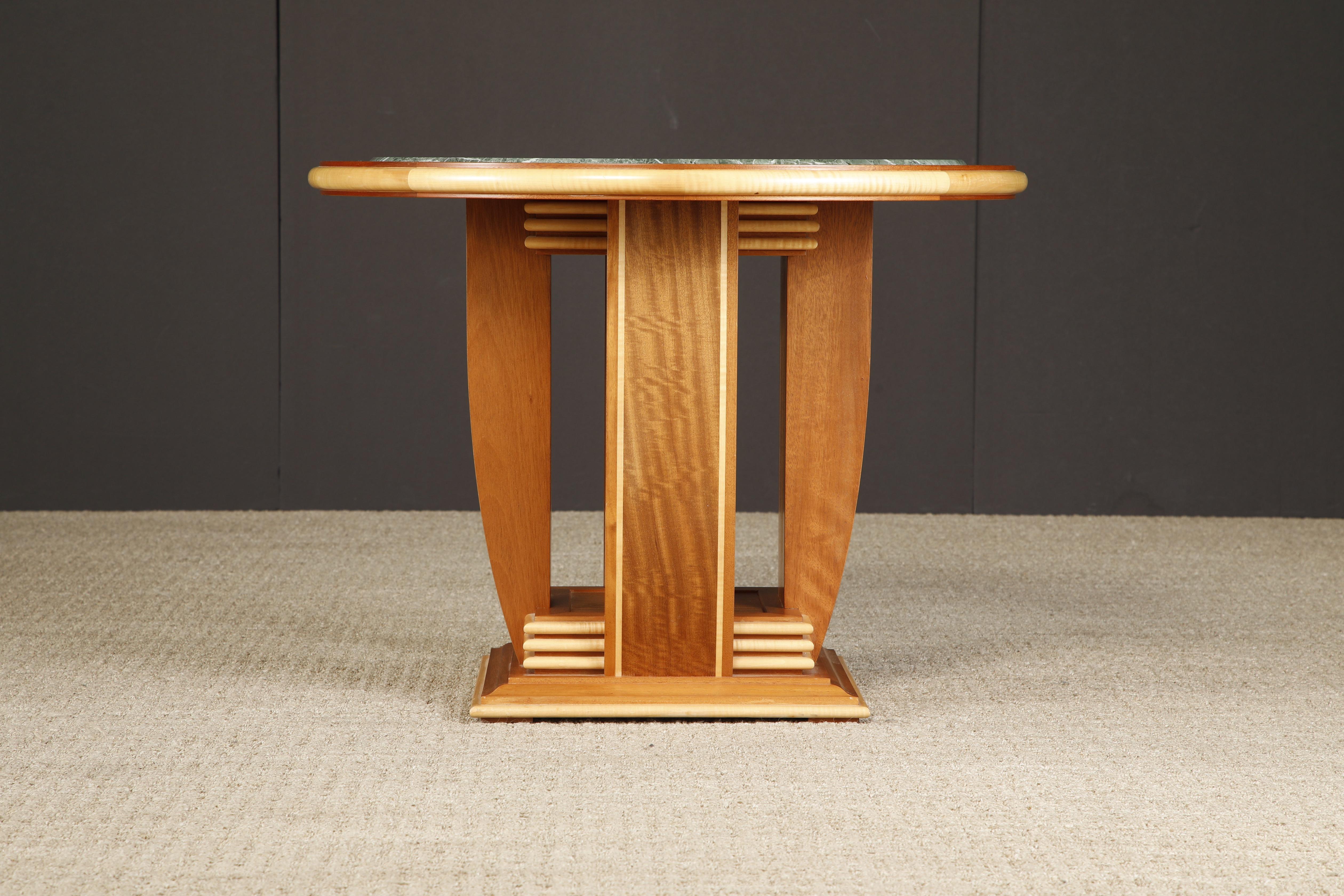 Late 20th Century Mahogany and Marble Center Table or Zoom Table by Ron Puckett, 1991, Signed For Sale