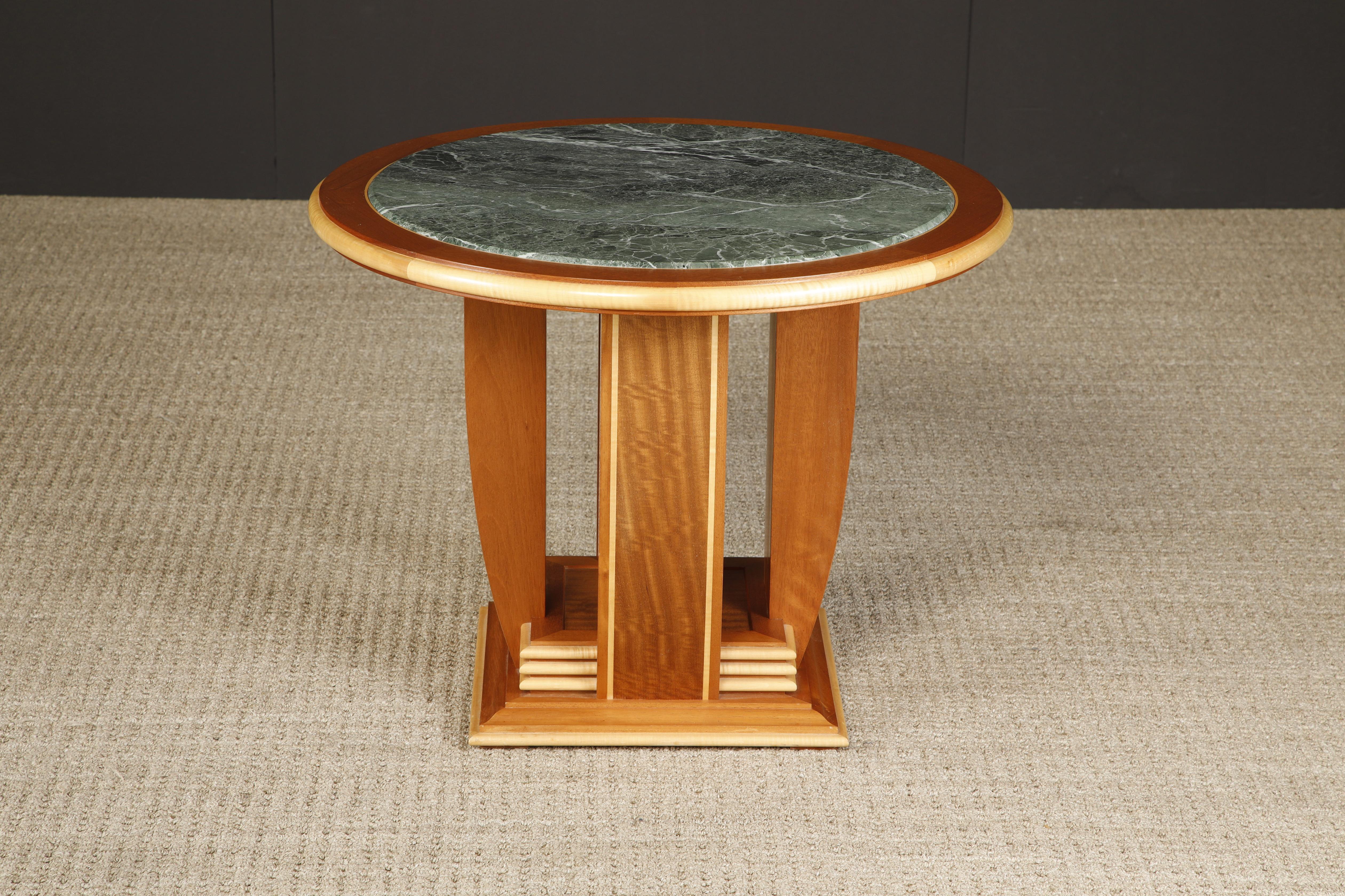 Mahogany and Marble Center Table or Zoom Table by Ron Puckett, 1991, Signed For Sale 1