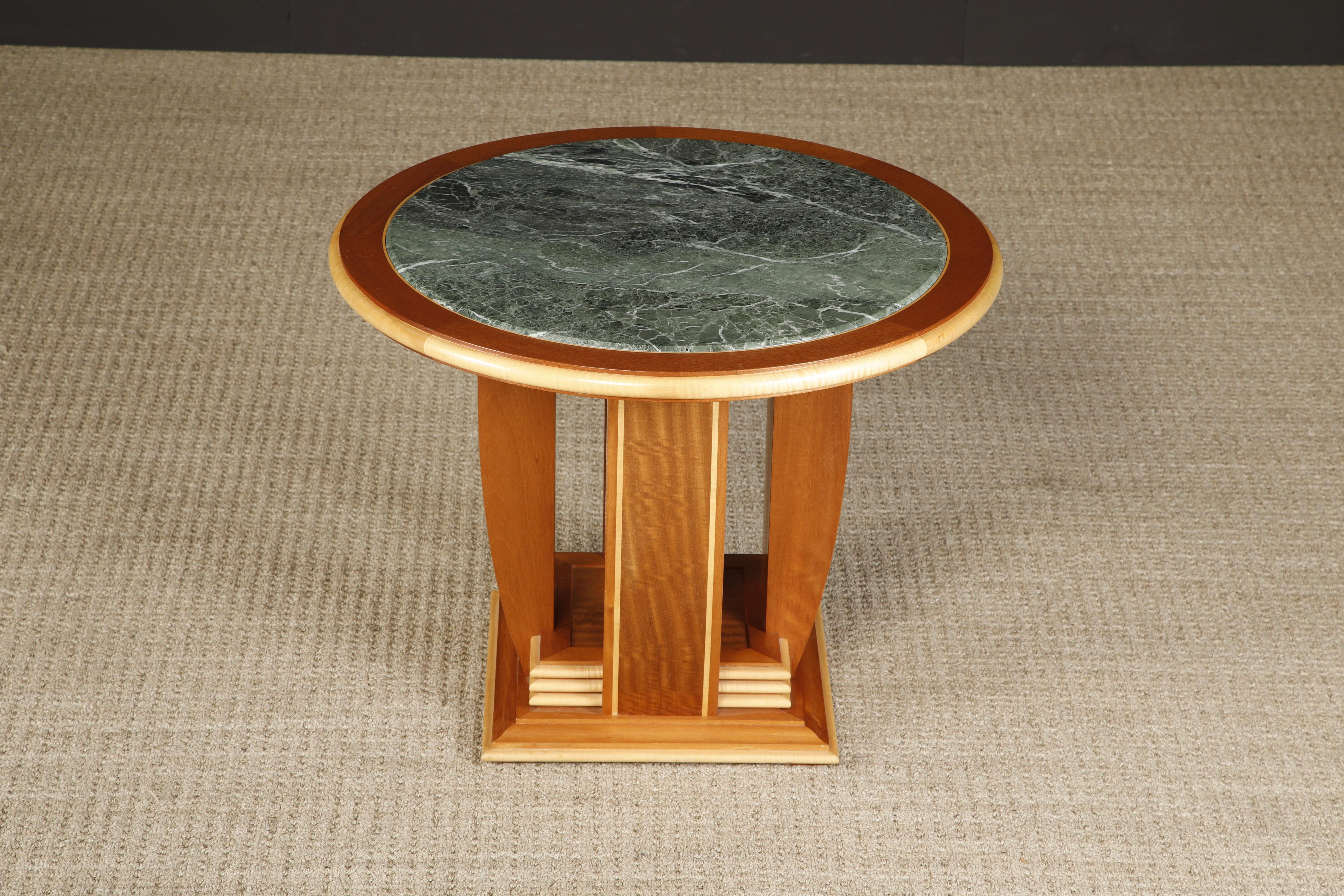 Mahogany and Marble Center Table or Zoom Table by Ron Puckett, 1991, Signed For Sale 2