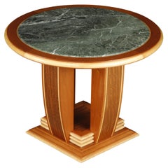 Mahogany and Marble Center Table or Zoom Table by Ron Puckett, 1991, Signed