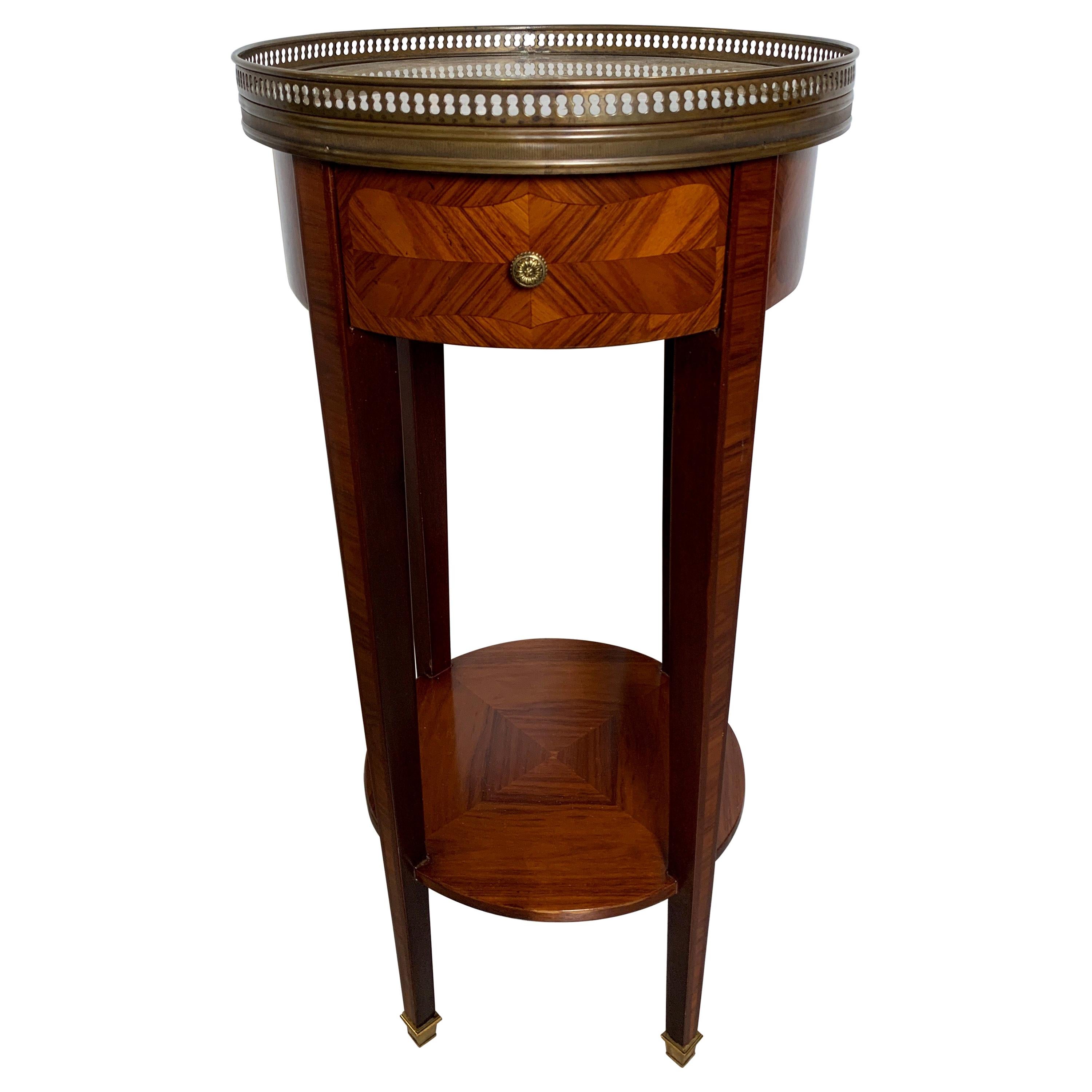 Mahogany and Marble Gallery Edge Drinks Table