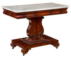 A Classical Mahogany and Marble Top Lyre Side Table, c.1840