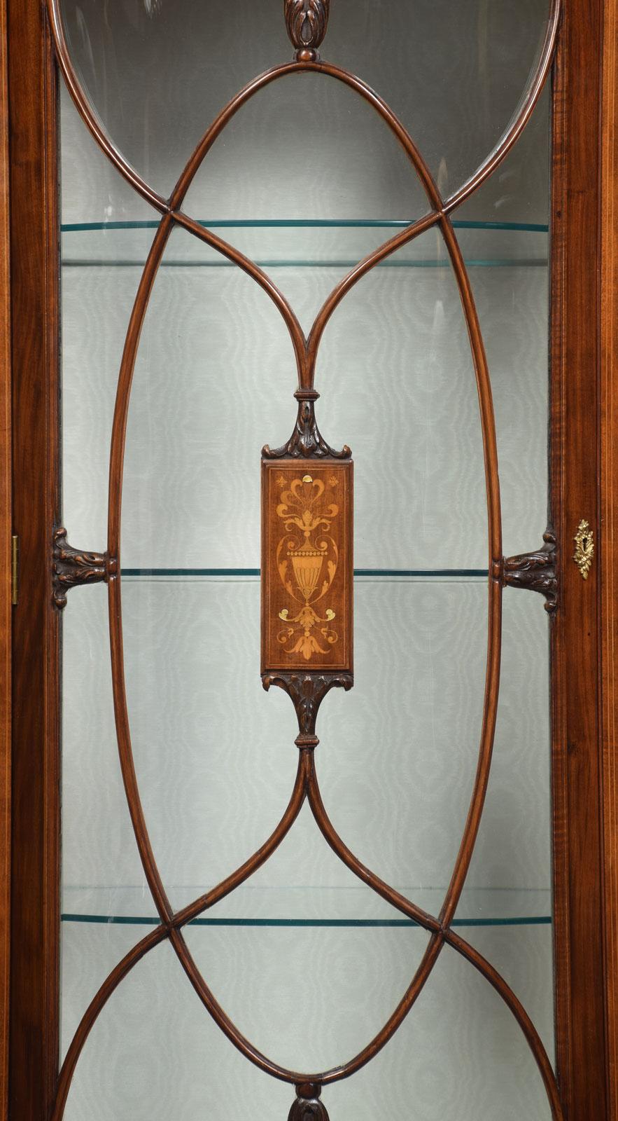 Mahogany and Marquetry Inlaid Display Cabinets 1