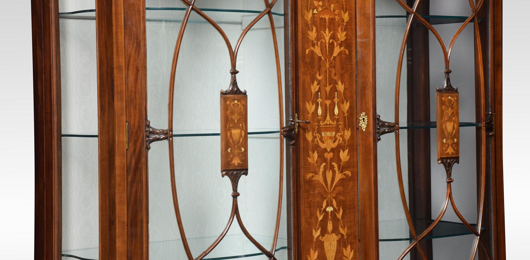 Mahogany and Marquetry Inlaid Display Cabinets 4