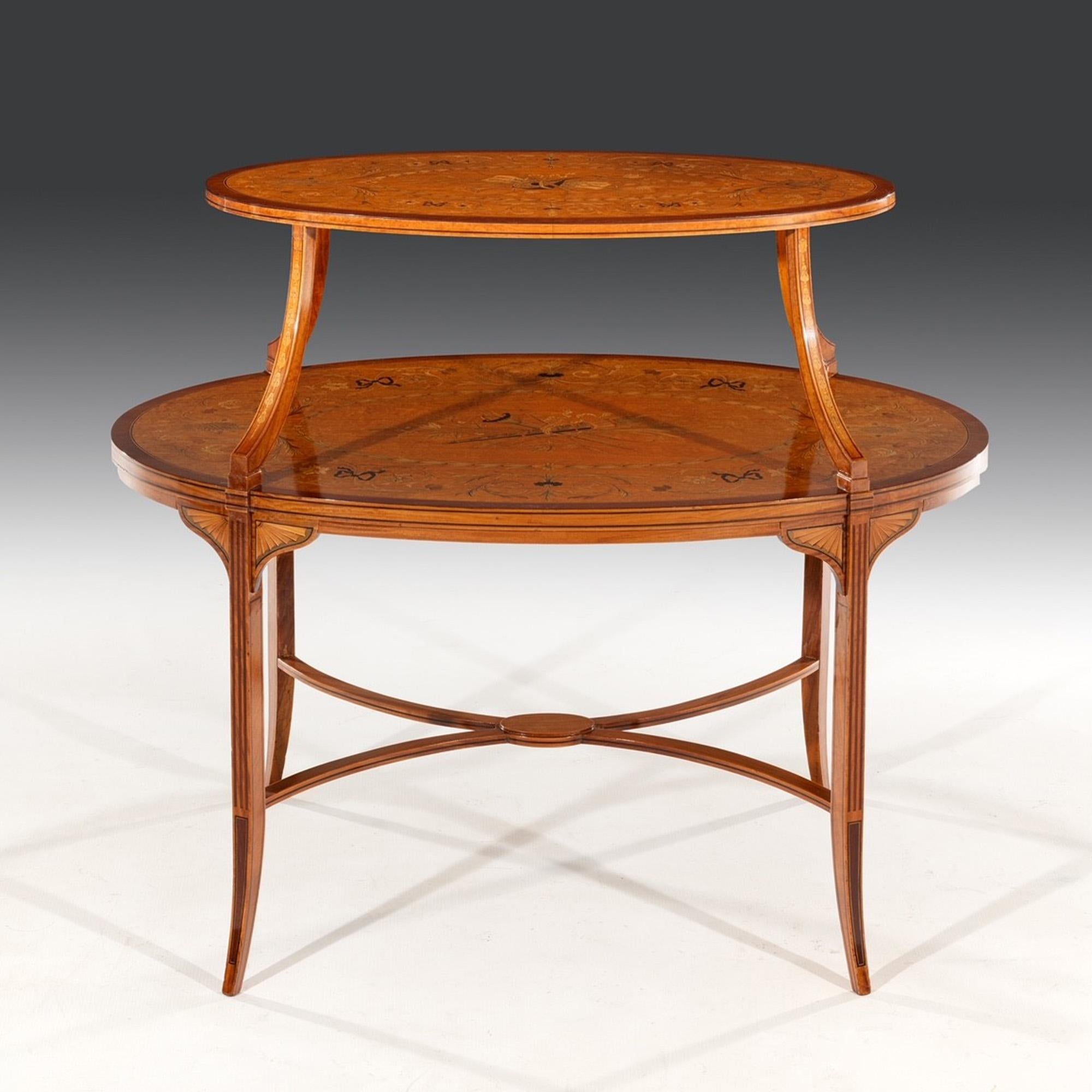 Inlay Mahogany and Marquetry-Inlaid Two-Tier Étagère -Edwards & Roberts For Sale
