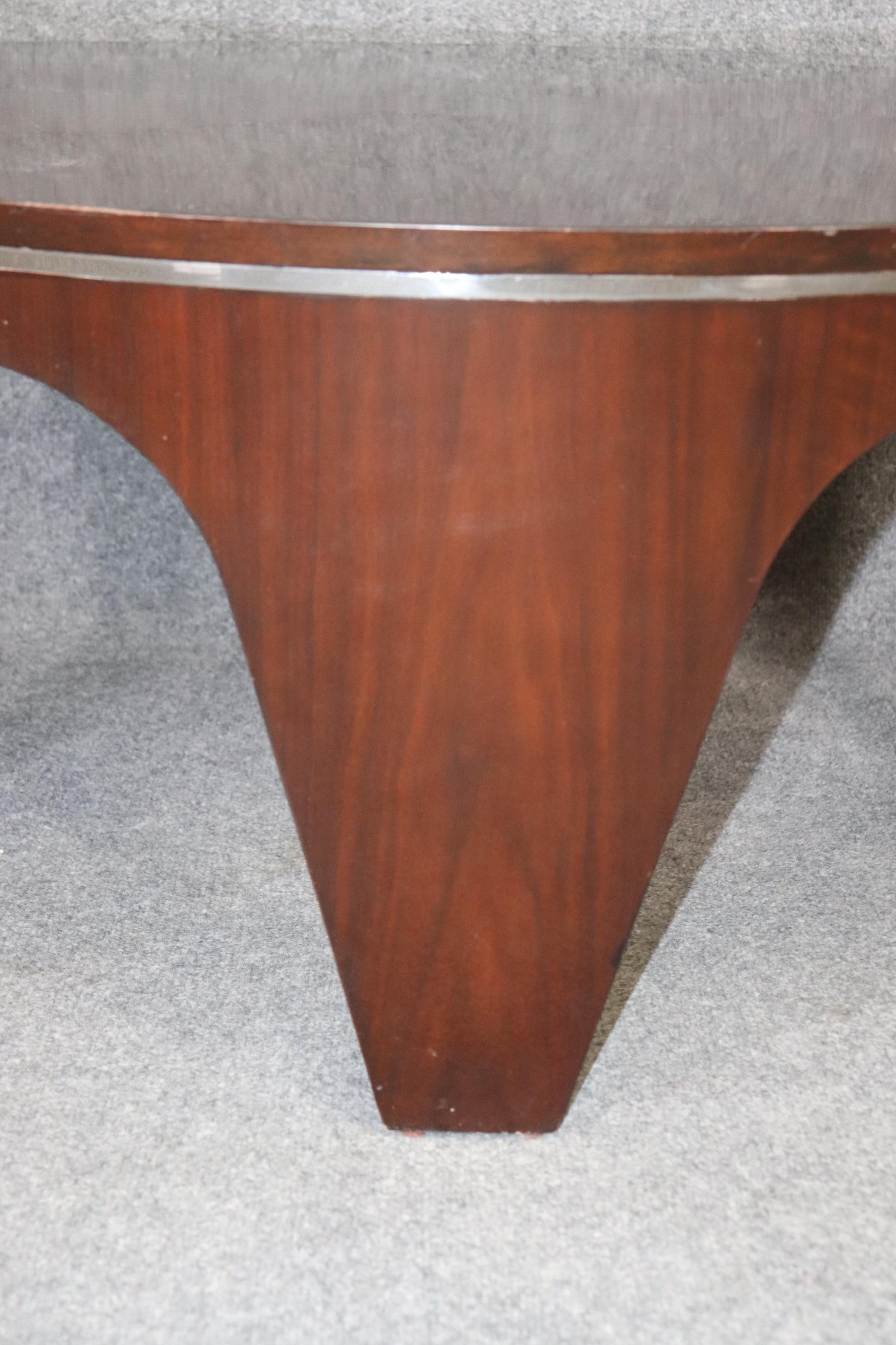 Late 20th Century Mahogany and Metal Round Art Deco Style Pierre Cardin Style Coffee Table