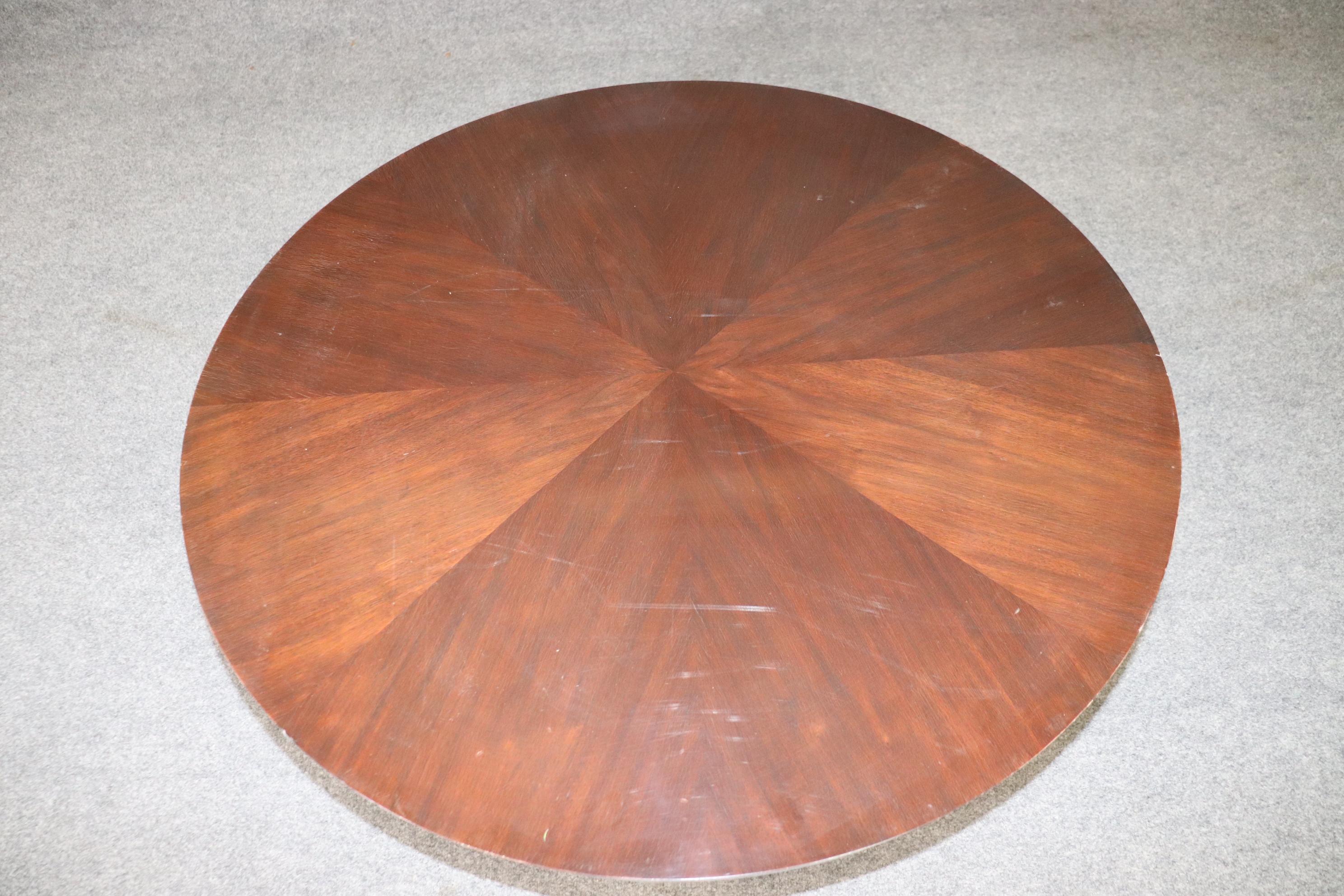 Mahogany and Metal Round Art Deco Style Pierre Cardin Style Coffee Table 3
