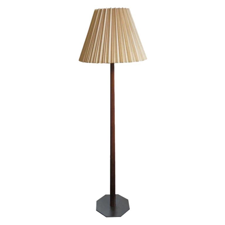 Mahogany and Nickeled Brass Floor Lamp for Hansen For Sale