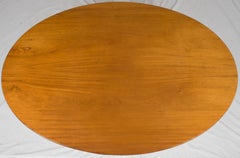 Mahogany and Oak Empire Style Large Oval Center Foyer Table Claw Foot Pedestal