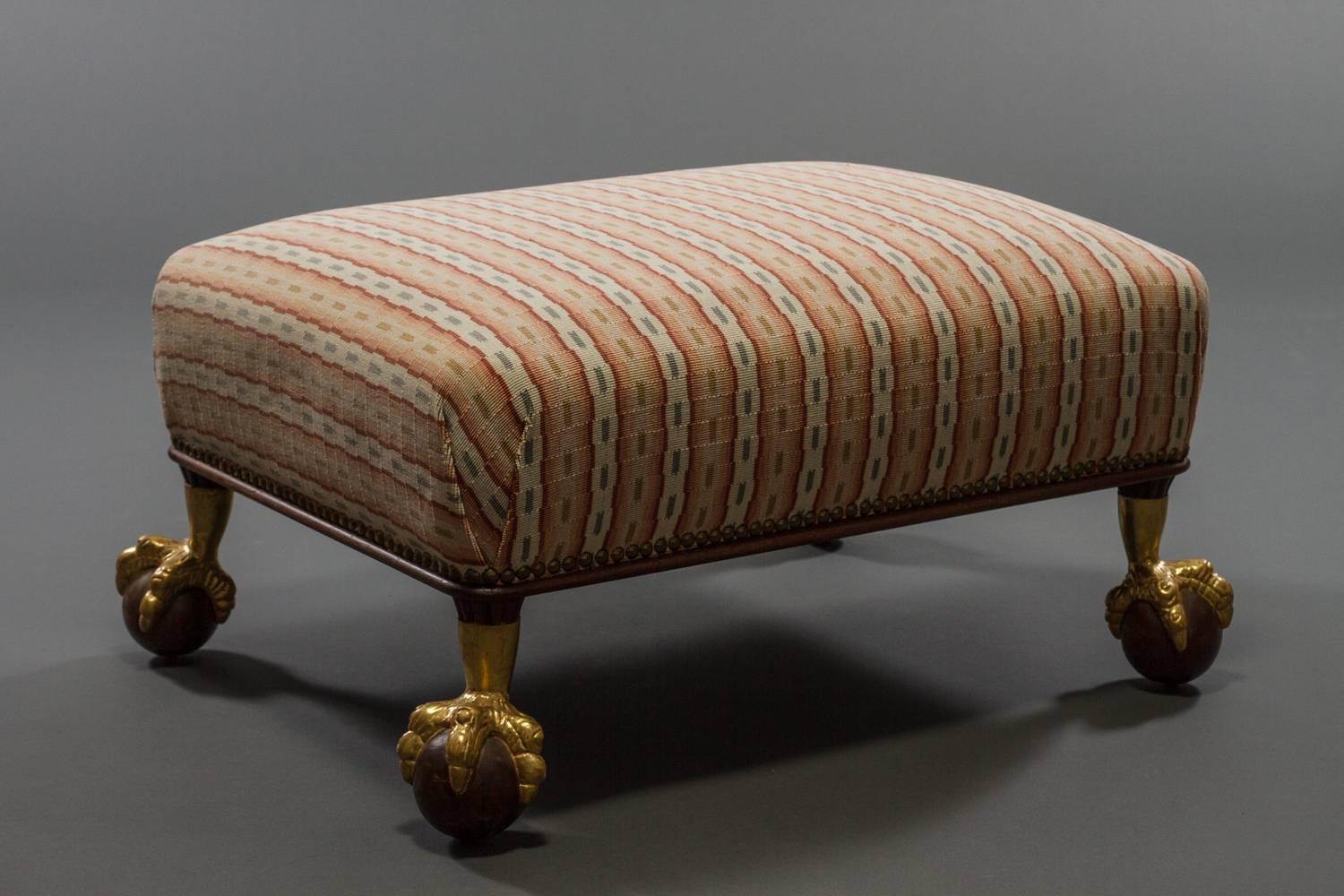 Mahogany and Parcel-Gilt Footstool In Excellent Condition In Hudson, NY