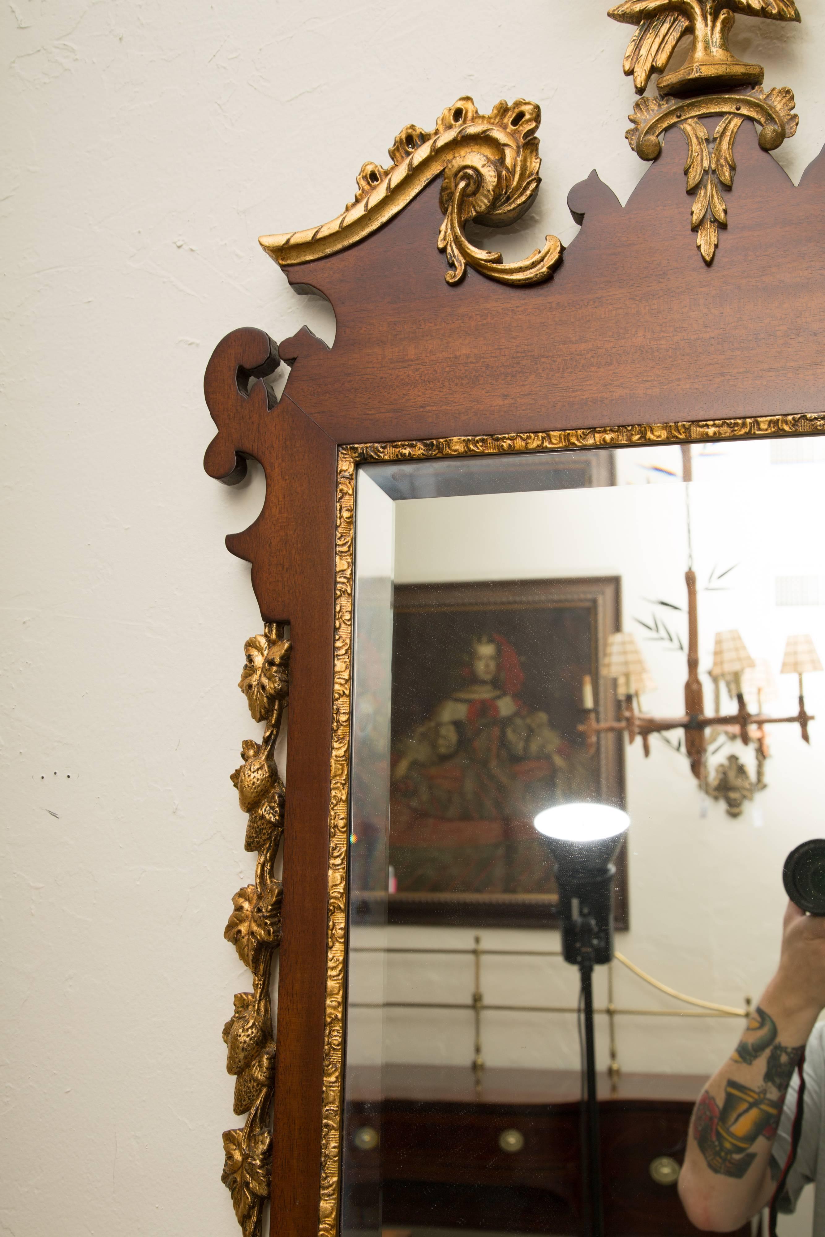 Mahogany and Parcel-Gilt George II Style Mirrors In Good Condition In WEST PALM BEACH, FL