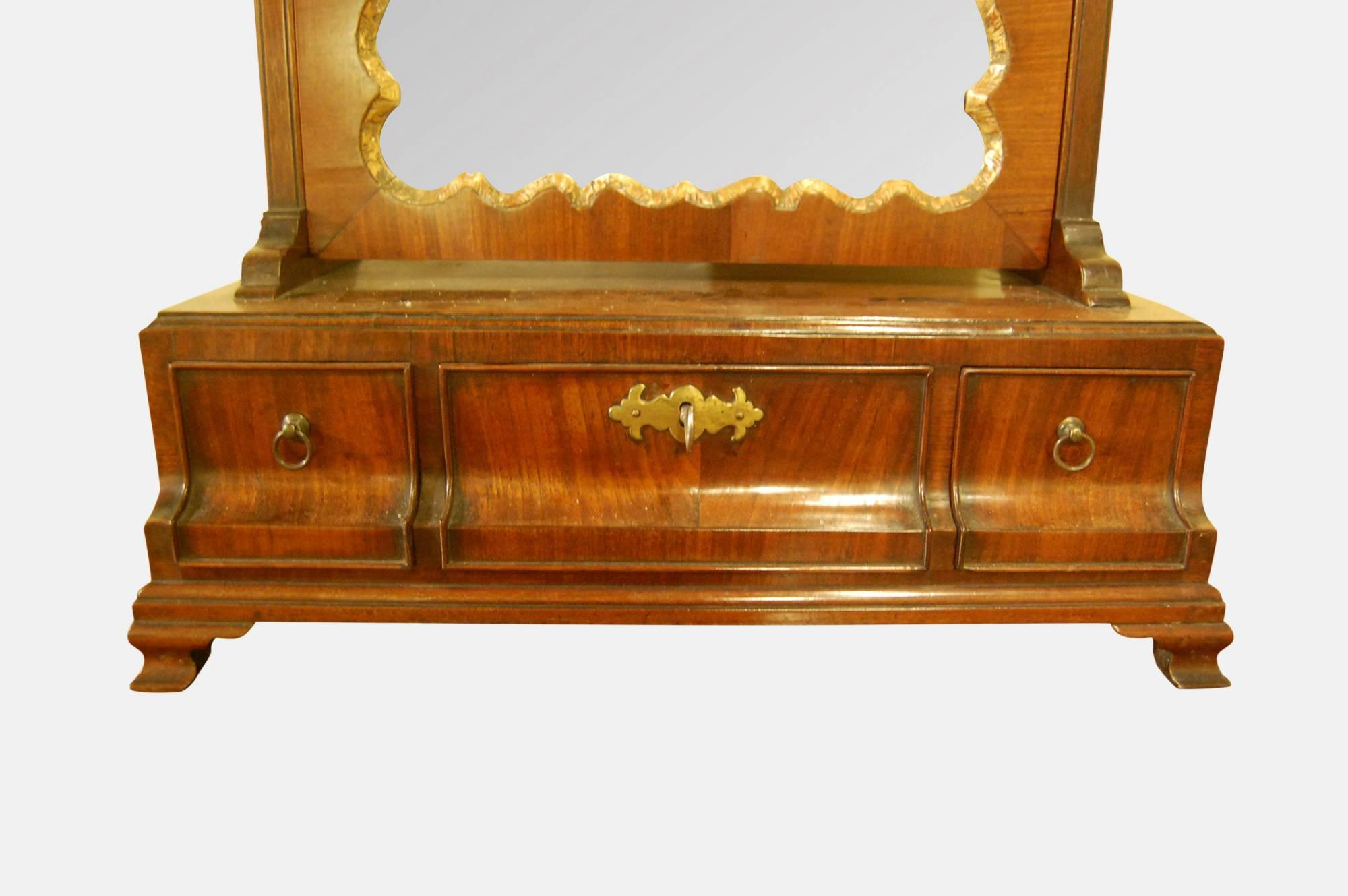 18th Century Mahogany and Parcel-Gilt Toilet Glass For Sale