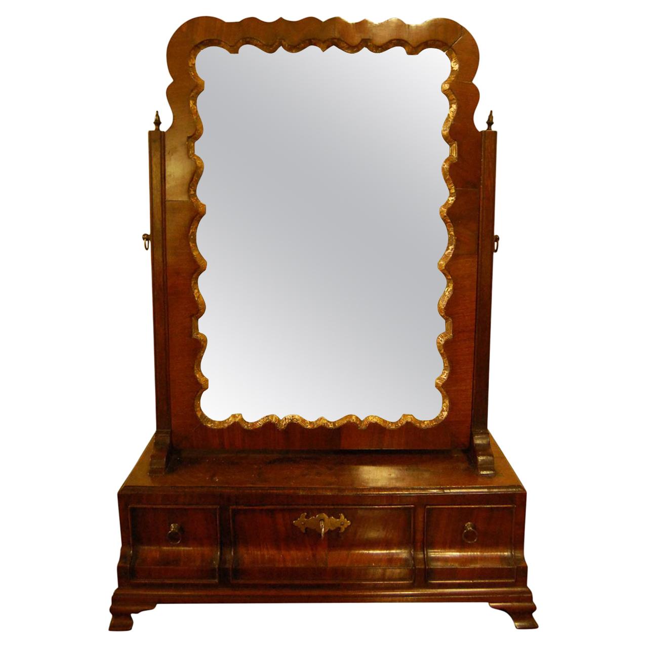 Mahogany and Parcel-Gilt Toilet Glass For Sale