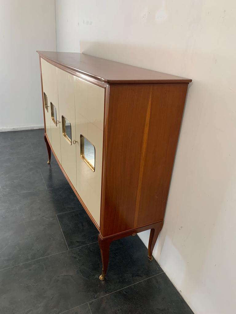 Italian Mahogany and Parchment Cabinet, Italy, 1950s For Sale