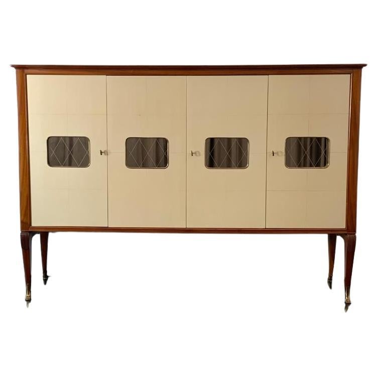 Mahogany and Parchment Cabinet, Italy, 1950s For Sale