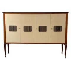 Used Mahogany and Parchment Cabinet, Italy, 1950s