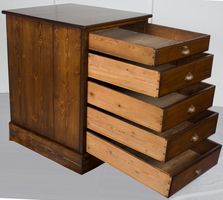 Mahogany and Pine Five Drawer Map Plan Chest of Drawers Dresser For