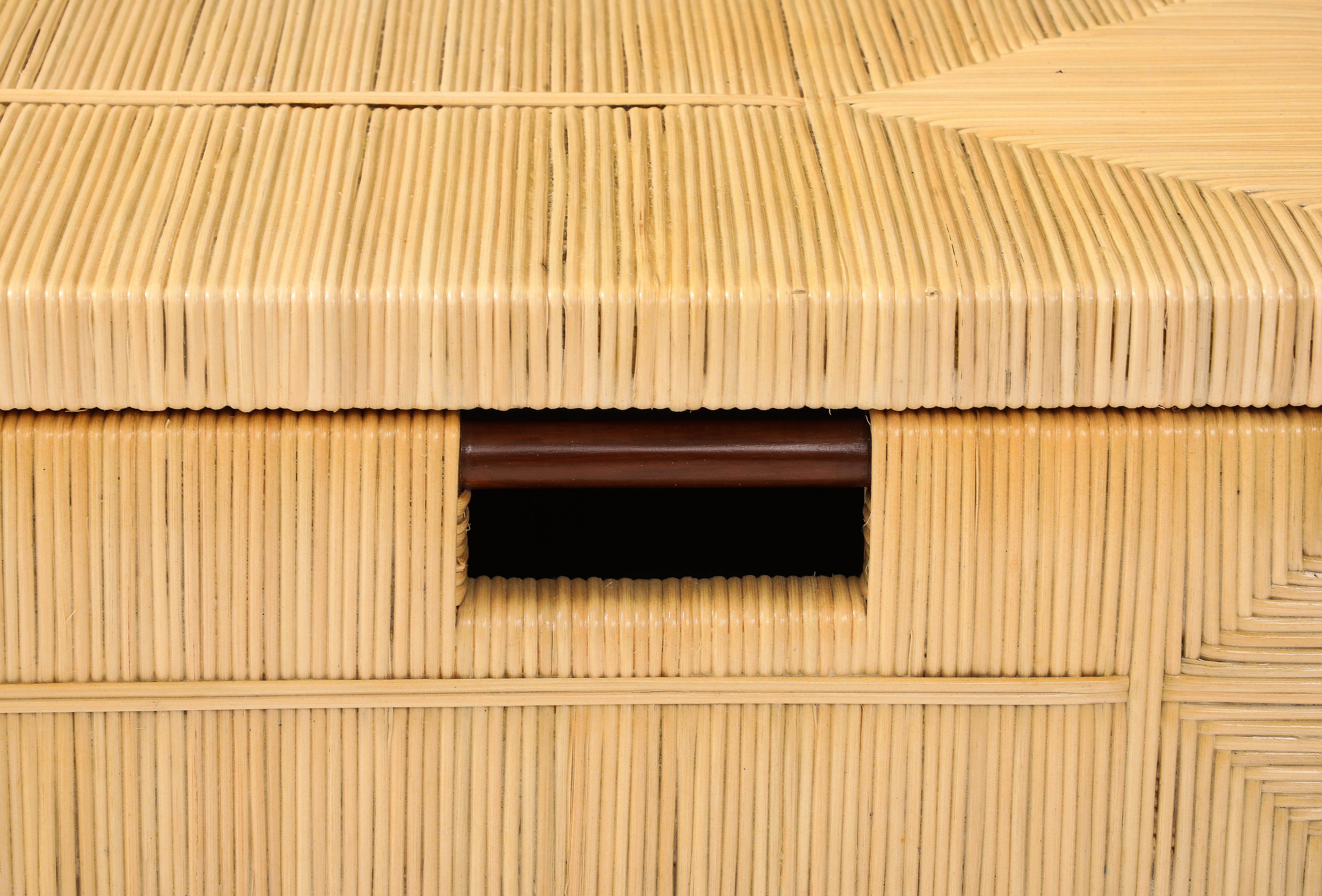 Mahogany and Rattan Commode by John Hutton for Donghia For Sale 5