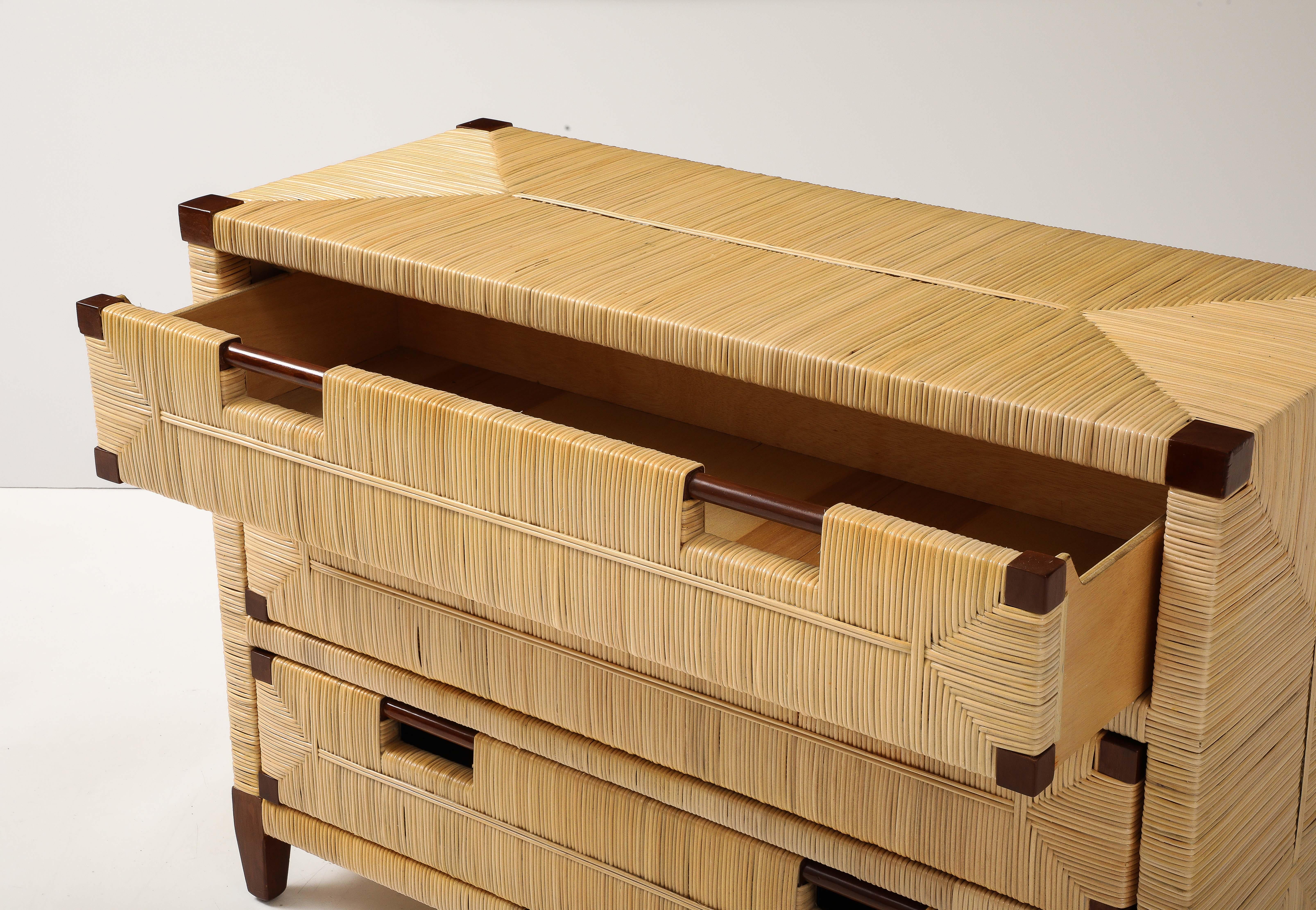 Mahogany and Rattan Commode by John Hutton for Donghia For Sale 6