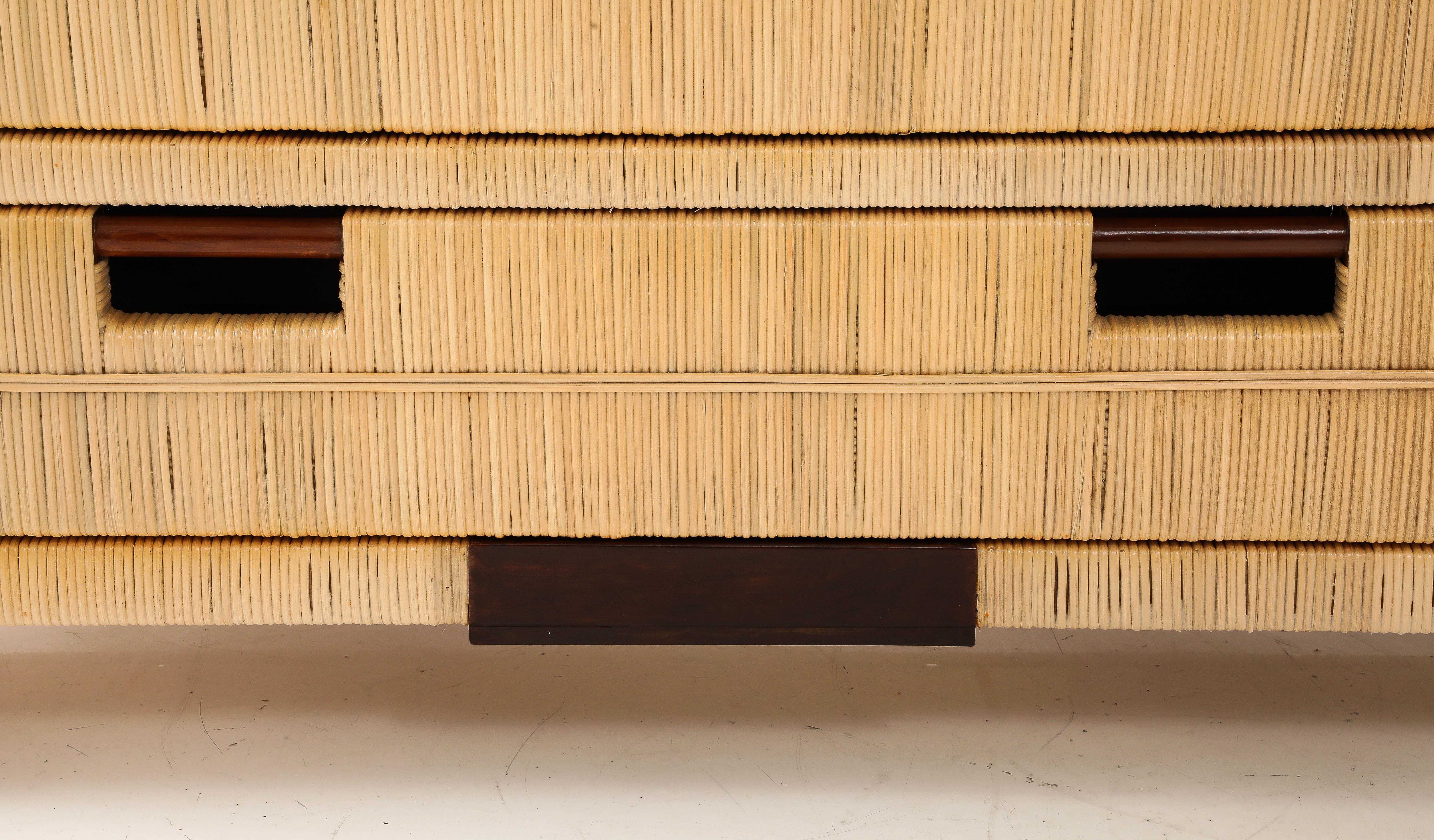 Mahogany and Rattan Commode by John Hutton for Donghia For Sale 7