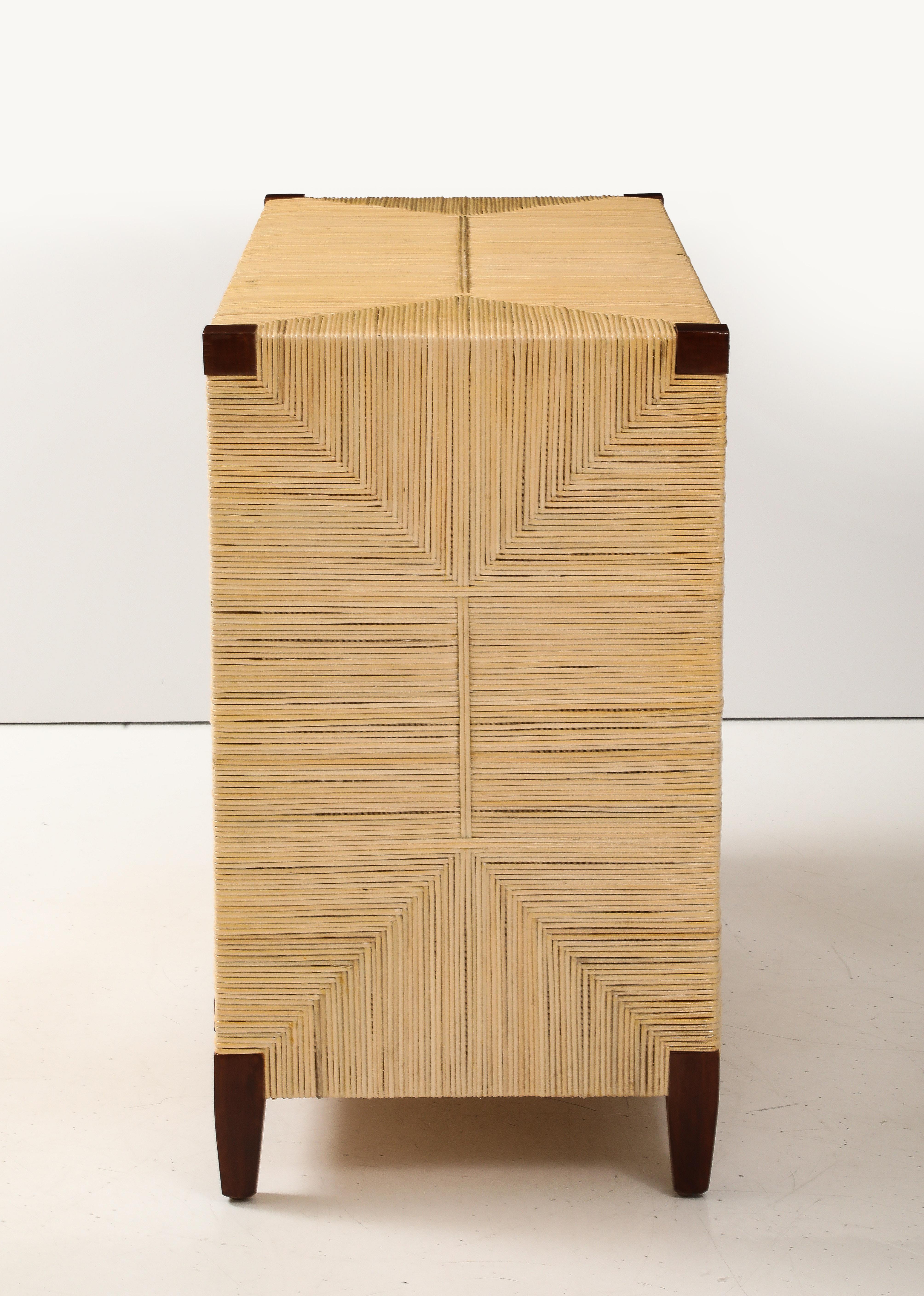 North American Mahogany and Rattan Commode by John Hutton for Donghia For Sale