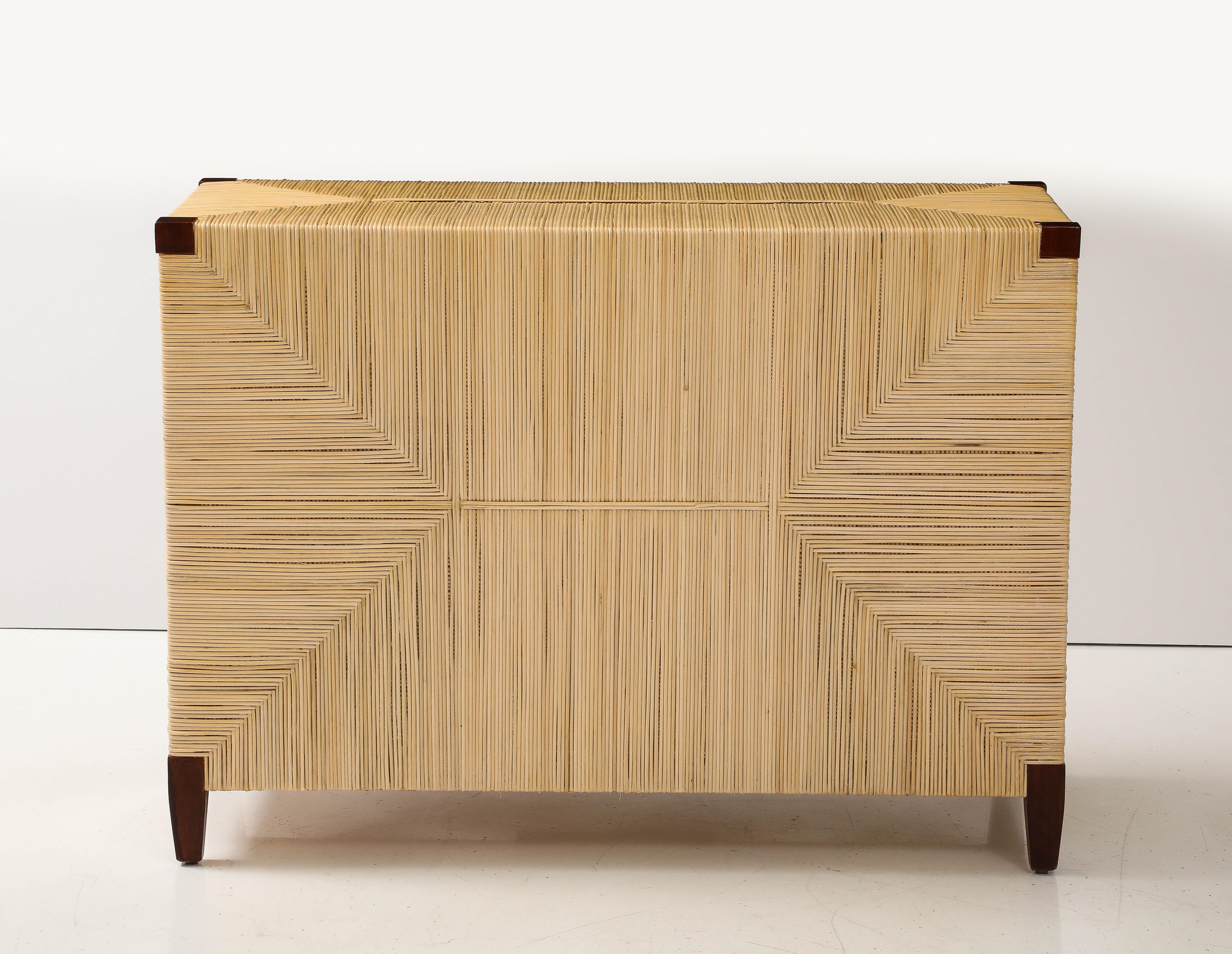 Mahogany and Rattan Commode by John Hutton for Donghia In Excellent Condition For Sale In Lyndhurst, NJ