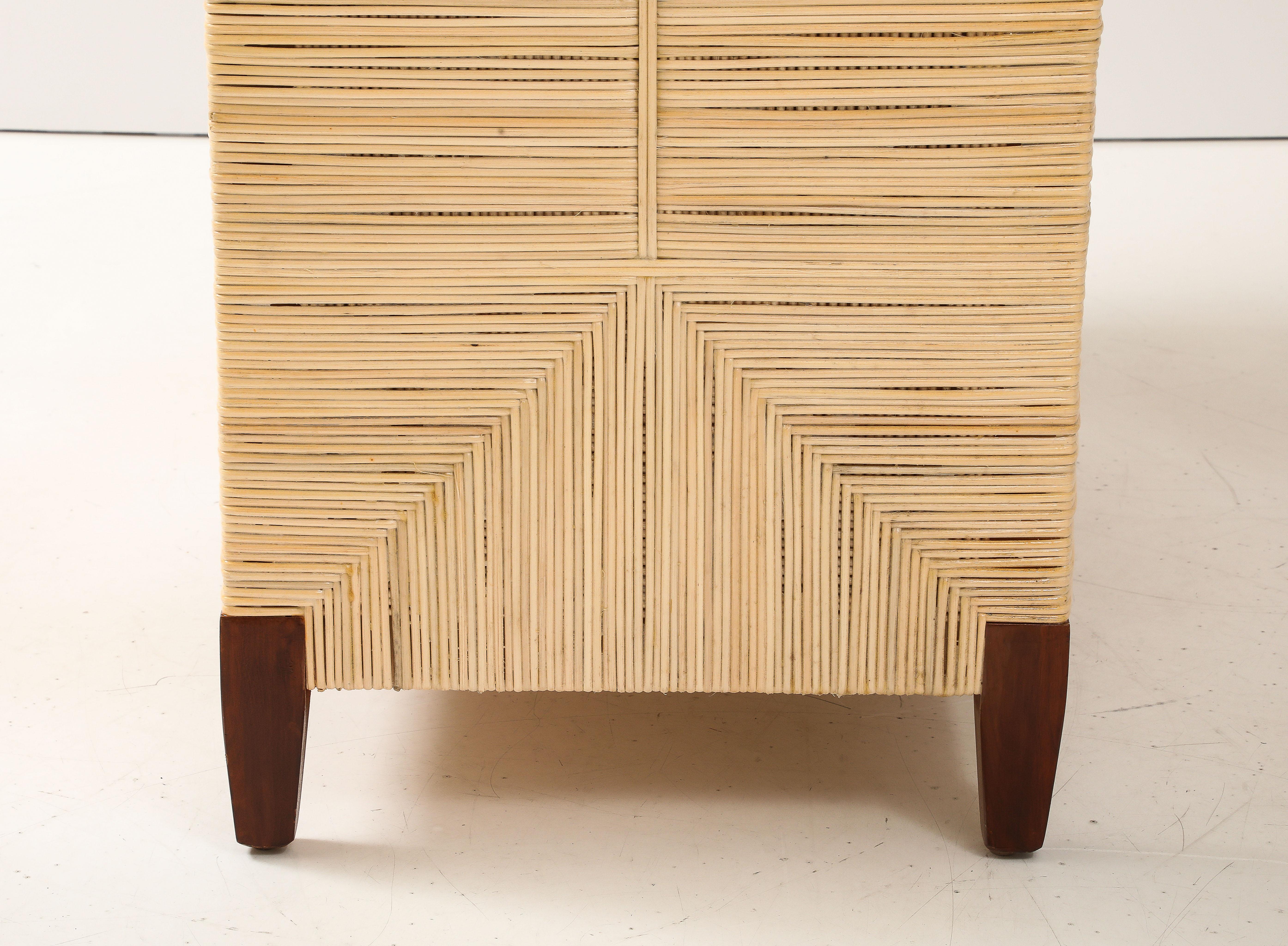Late 20th Century Mahogany and Rattan Commode by John Hutton for Donghia For Sale