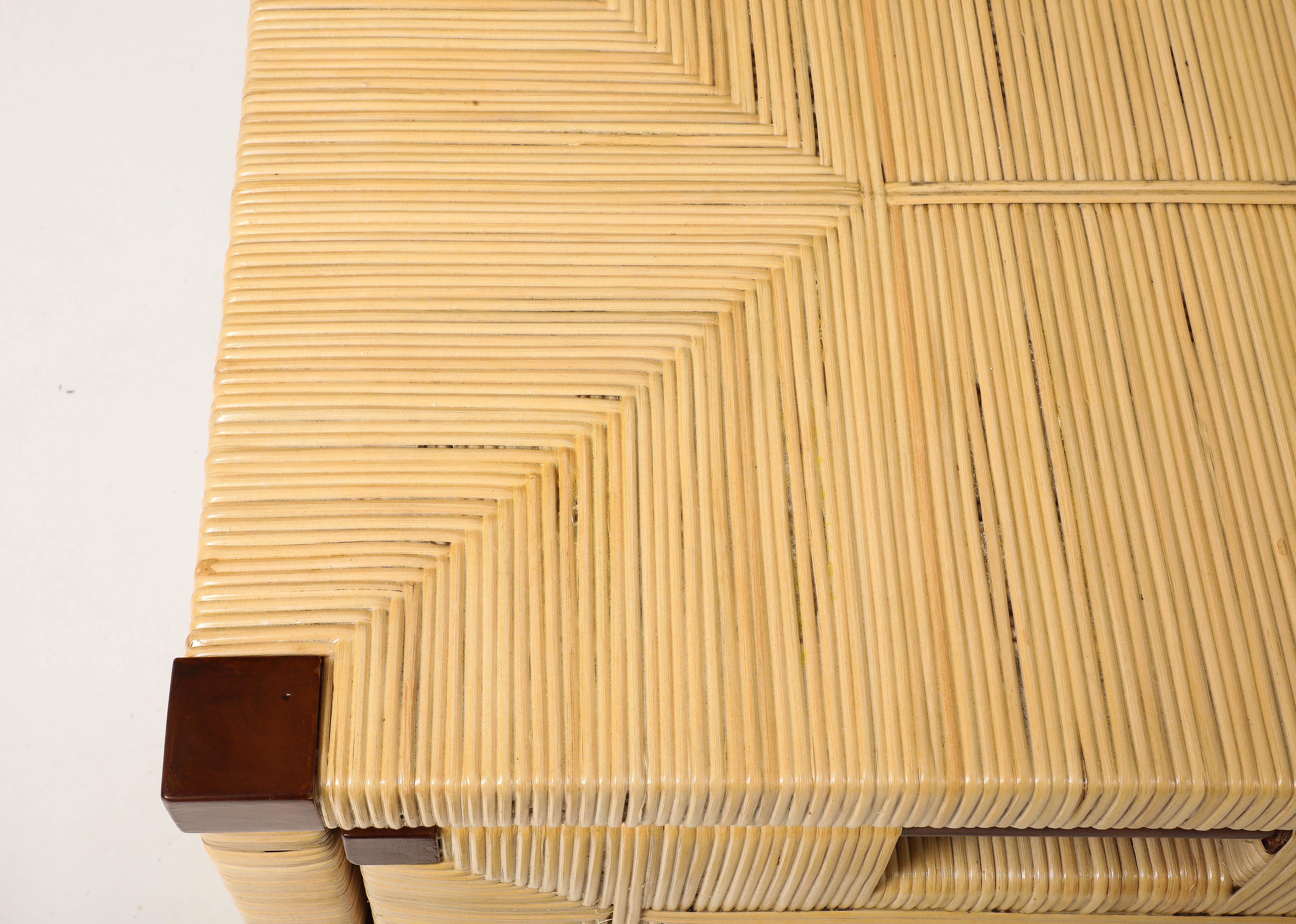 Mahogany and Rattan Commode by John Hutton for Donghia For Sale 1