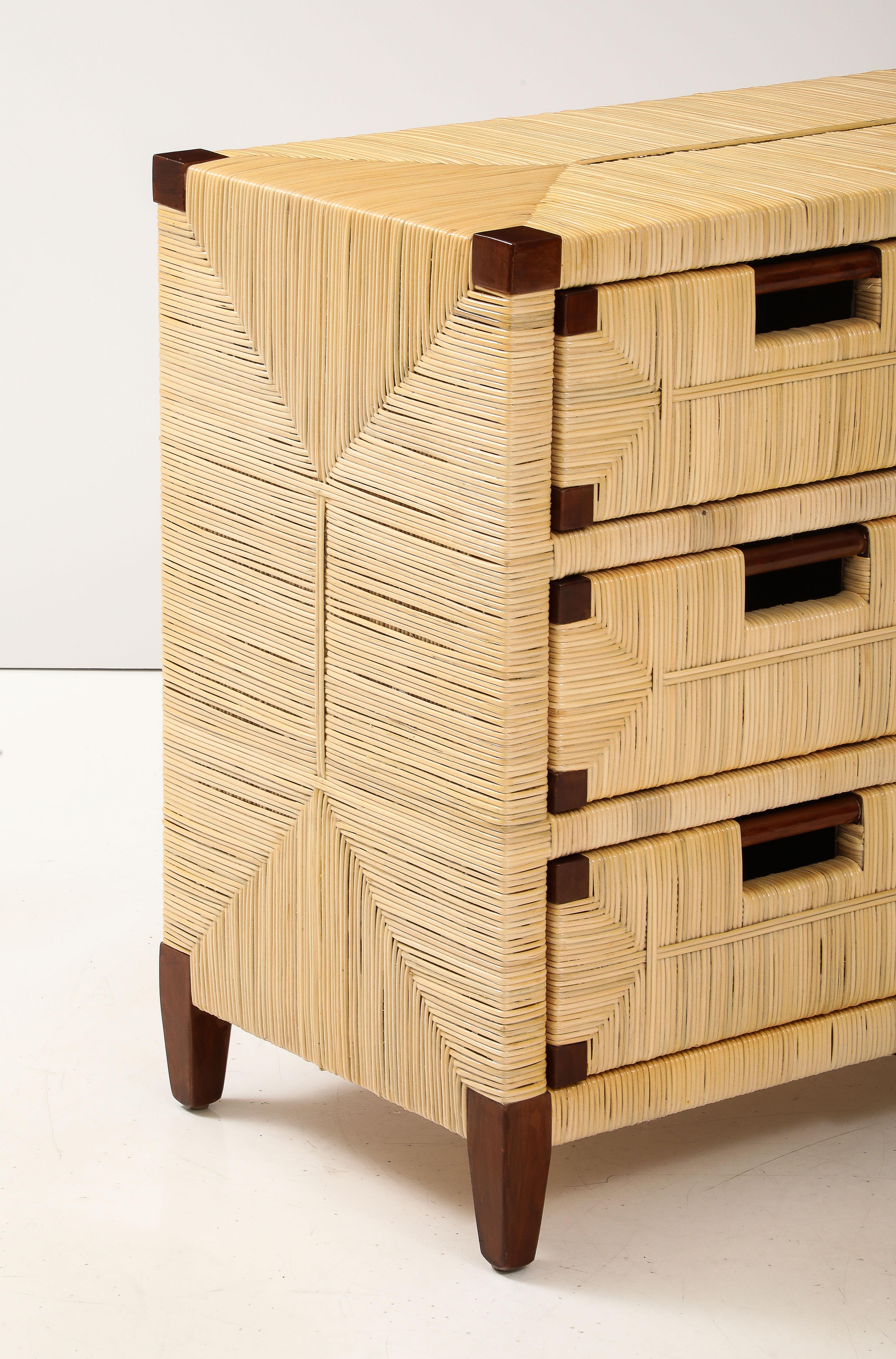 Mahogany and Rattan Commode by John Hutton for Donghia For Sale 2
