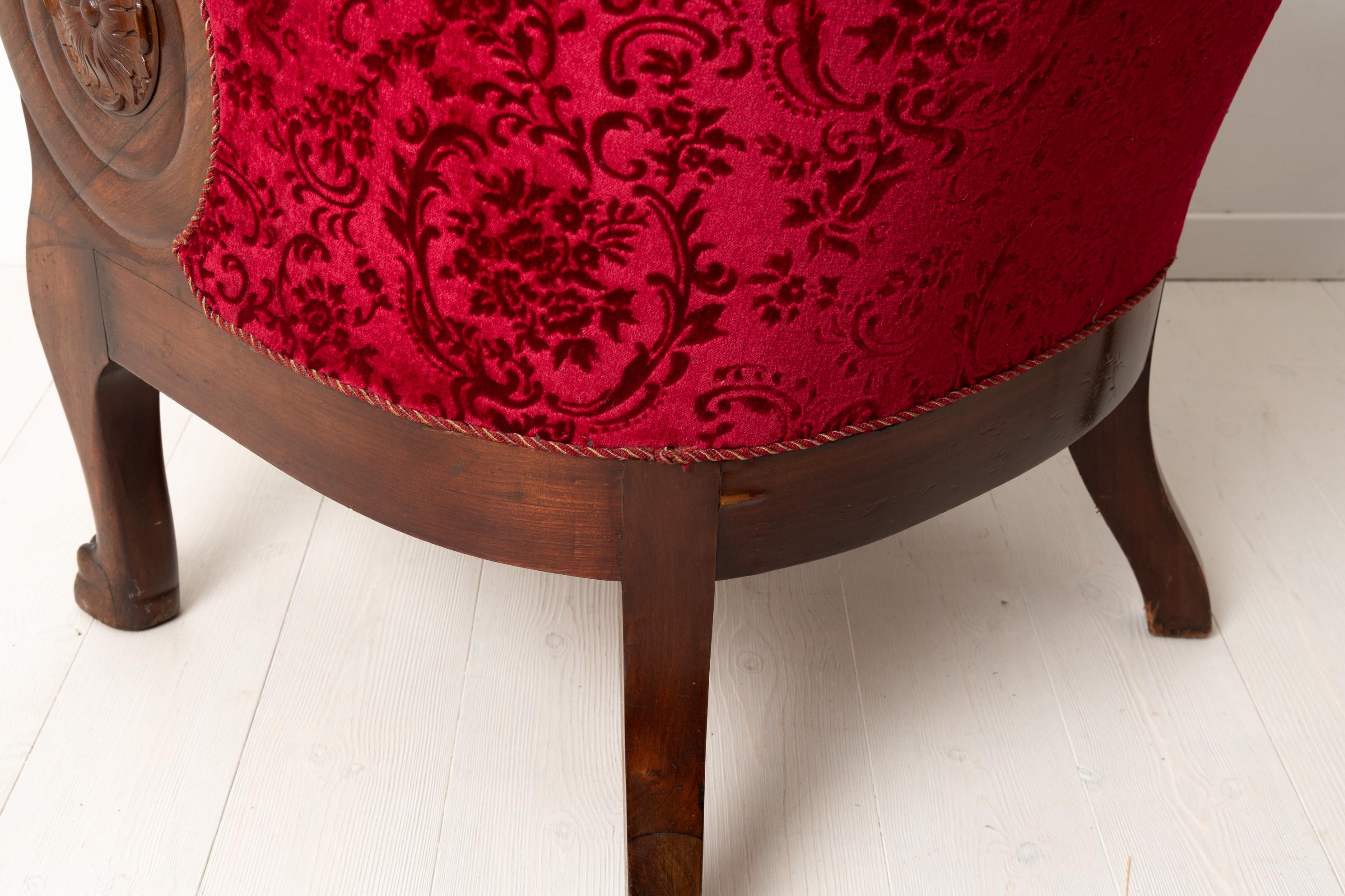 Mahogany and Red Velvet Armchairs in Empire Style 1