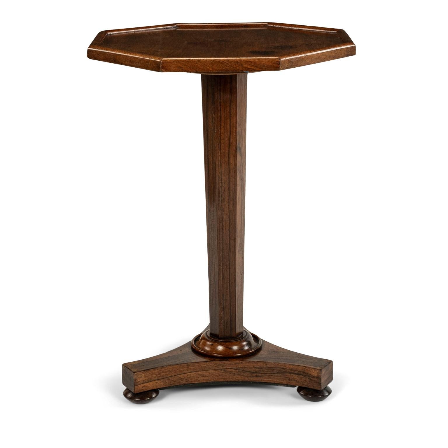 Mahogany and Rosewood Octagonal-Top Pedestal Table In Good Condition In Houston, TX