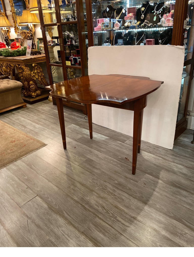 Mahogany and Satinwood Hepplewhite Flip Top Game Table Console For Sale ...