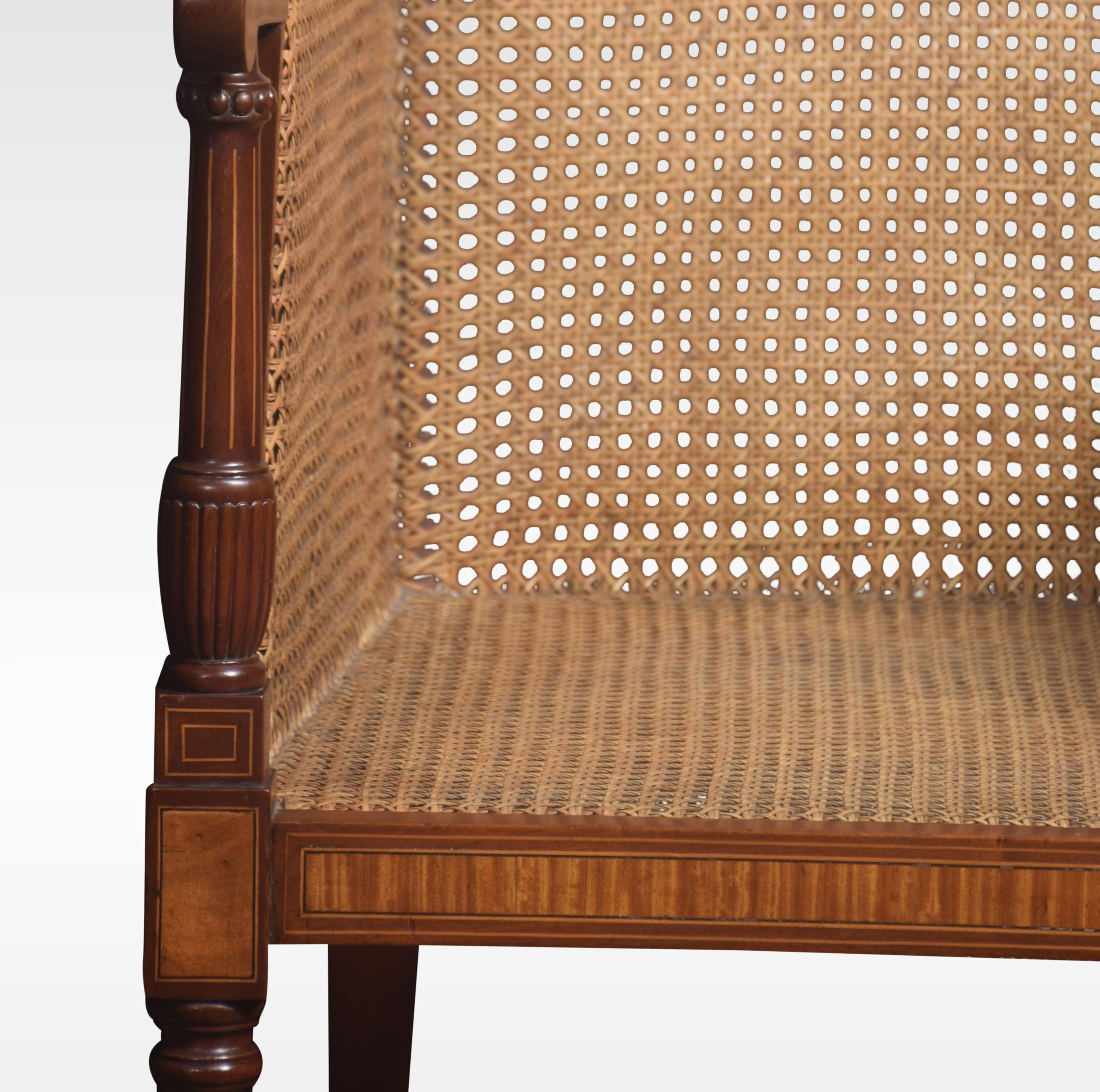 19th Century Mahogany and Satinwood Inlaid Bergère Armchair