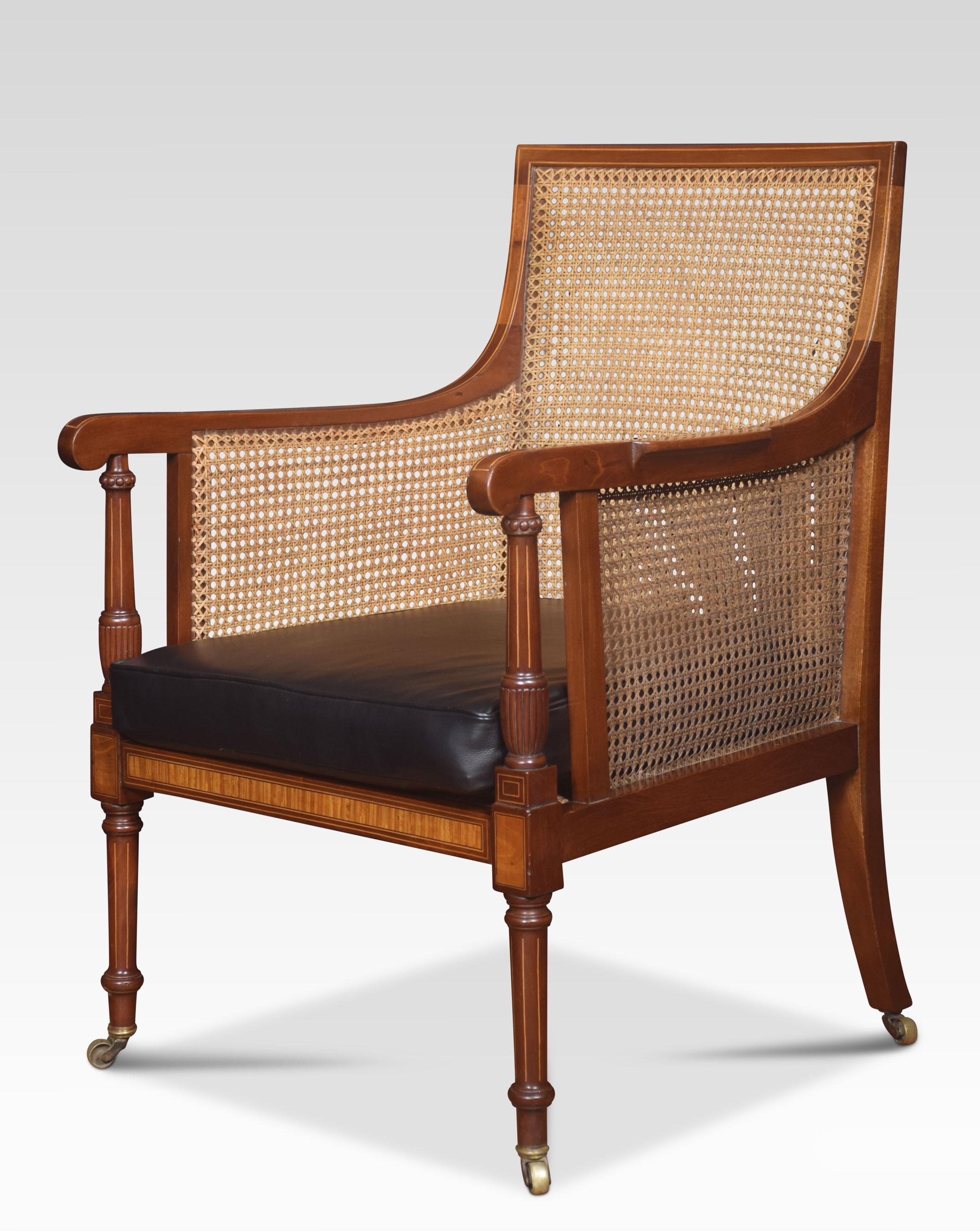 Mahogany and Satinwood Inlaid Bergère Armchair 1