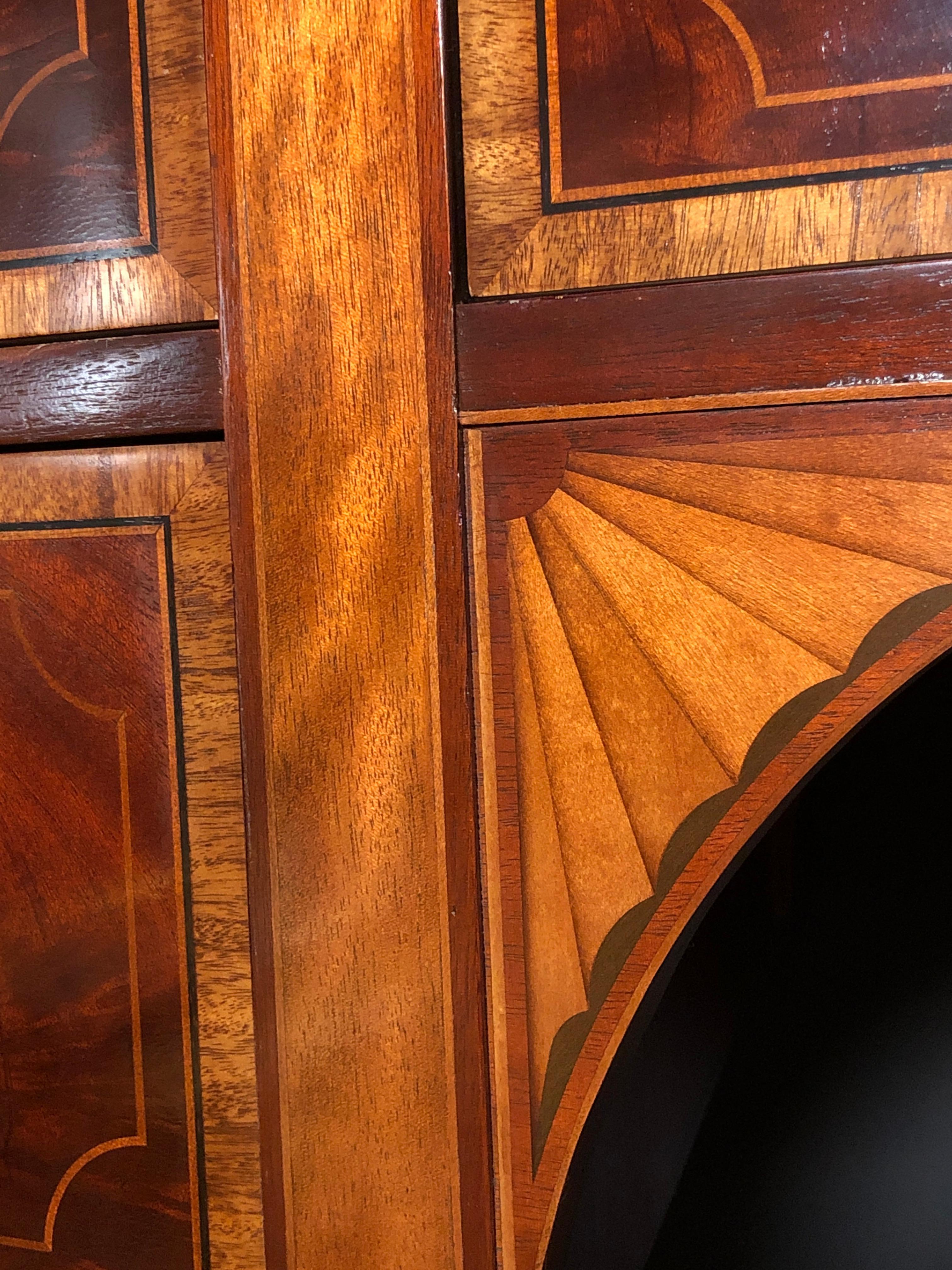 Late 18th Century Mahogany and Satinwood Inlaid Bow Front Sideboard by Baker Historic Collection