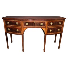 Antique Mahogany and Satinwood Inlaid Bow Front Sideboard by Baker Historic Collection