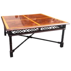 Mahogany and Satinwood Regency Style Square Coffee Table