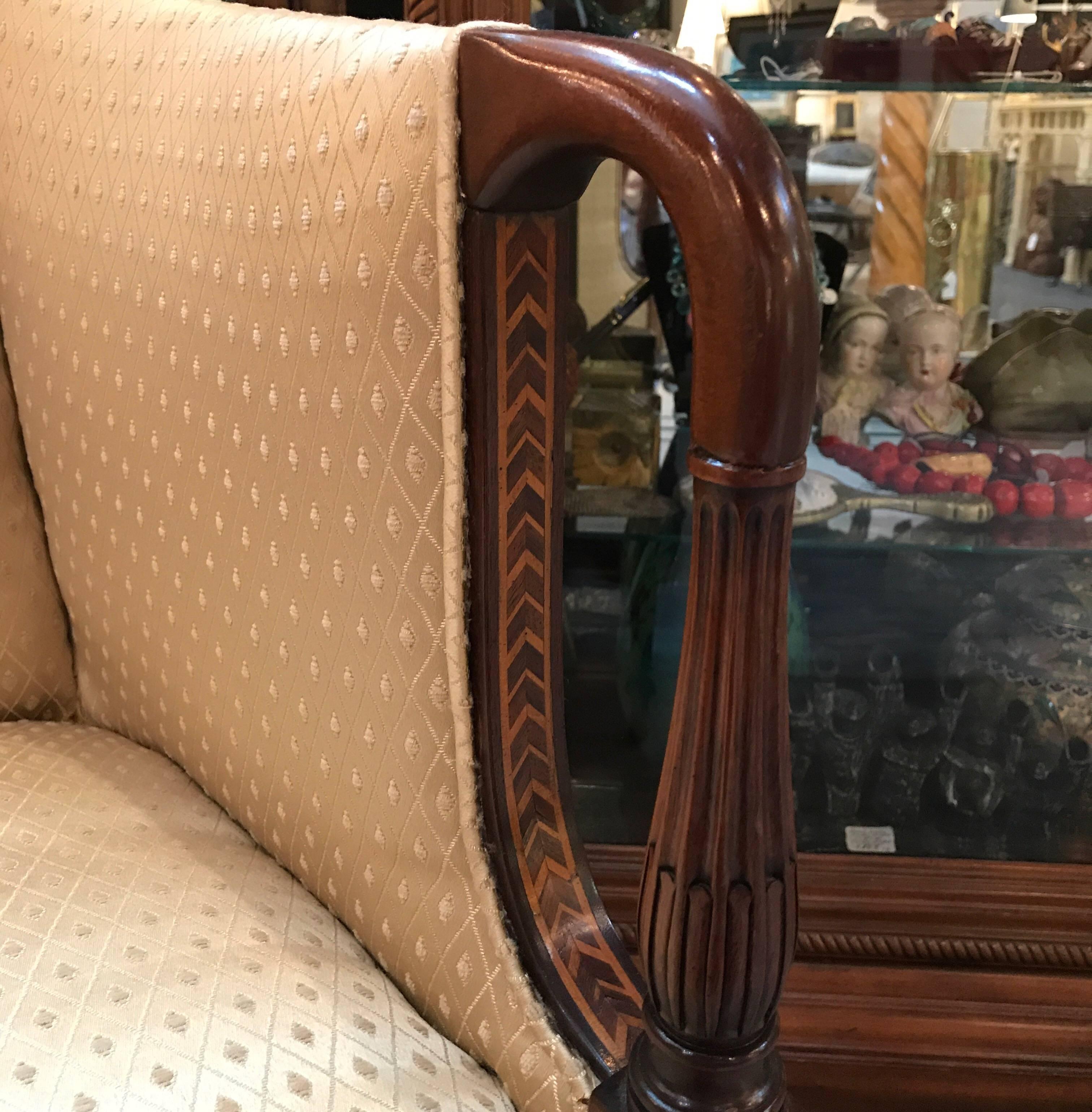 Mid-20th Century Mahogany and Satinwood Sheraton Style Occasional Chair