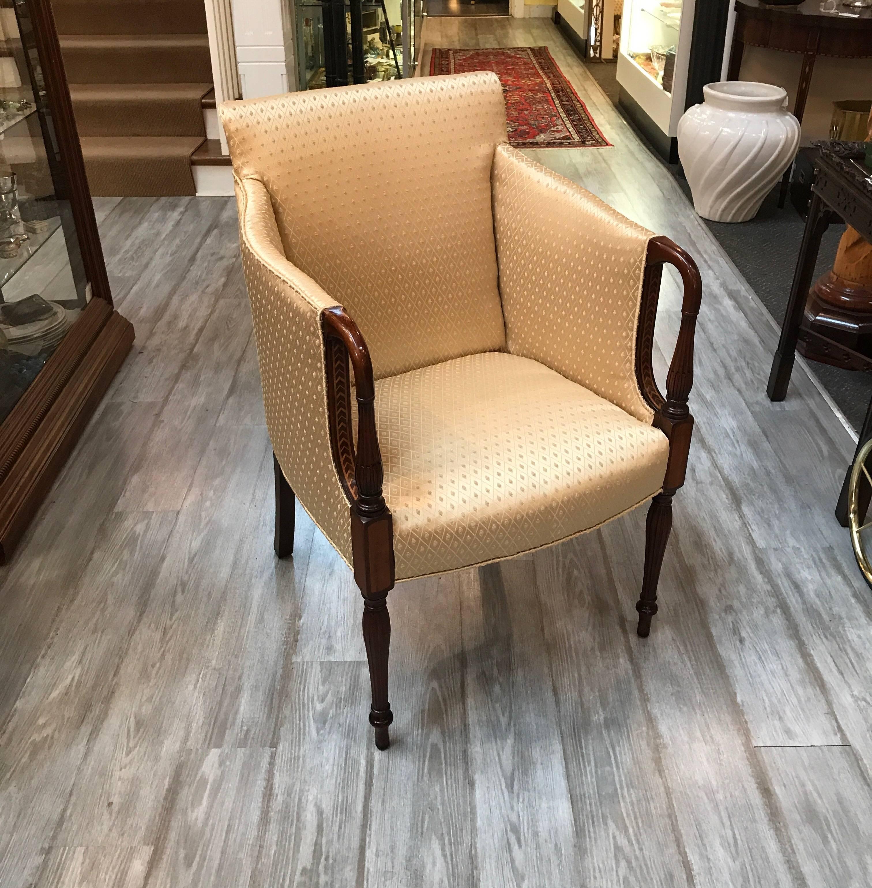 Mahogany and Satinwood Sheraton Style Occasional Chair 2