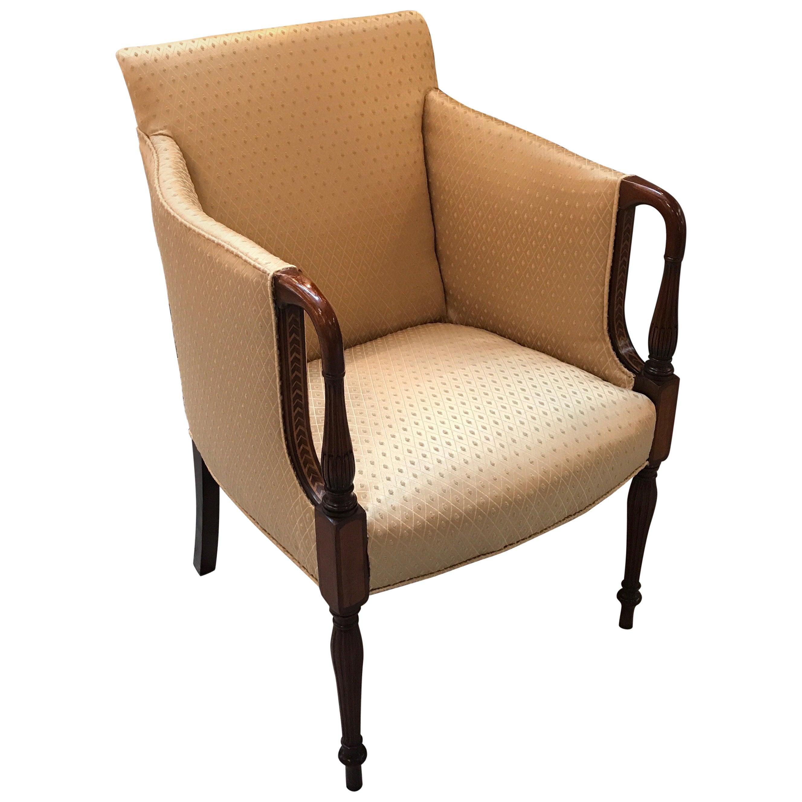 Mahogany and Satinwood Sheraton Style Occasional Chair