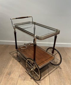 Mahogany and Silvered Brass Drinks Trolley by Maison Jansen