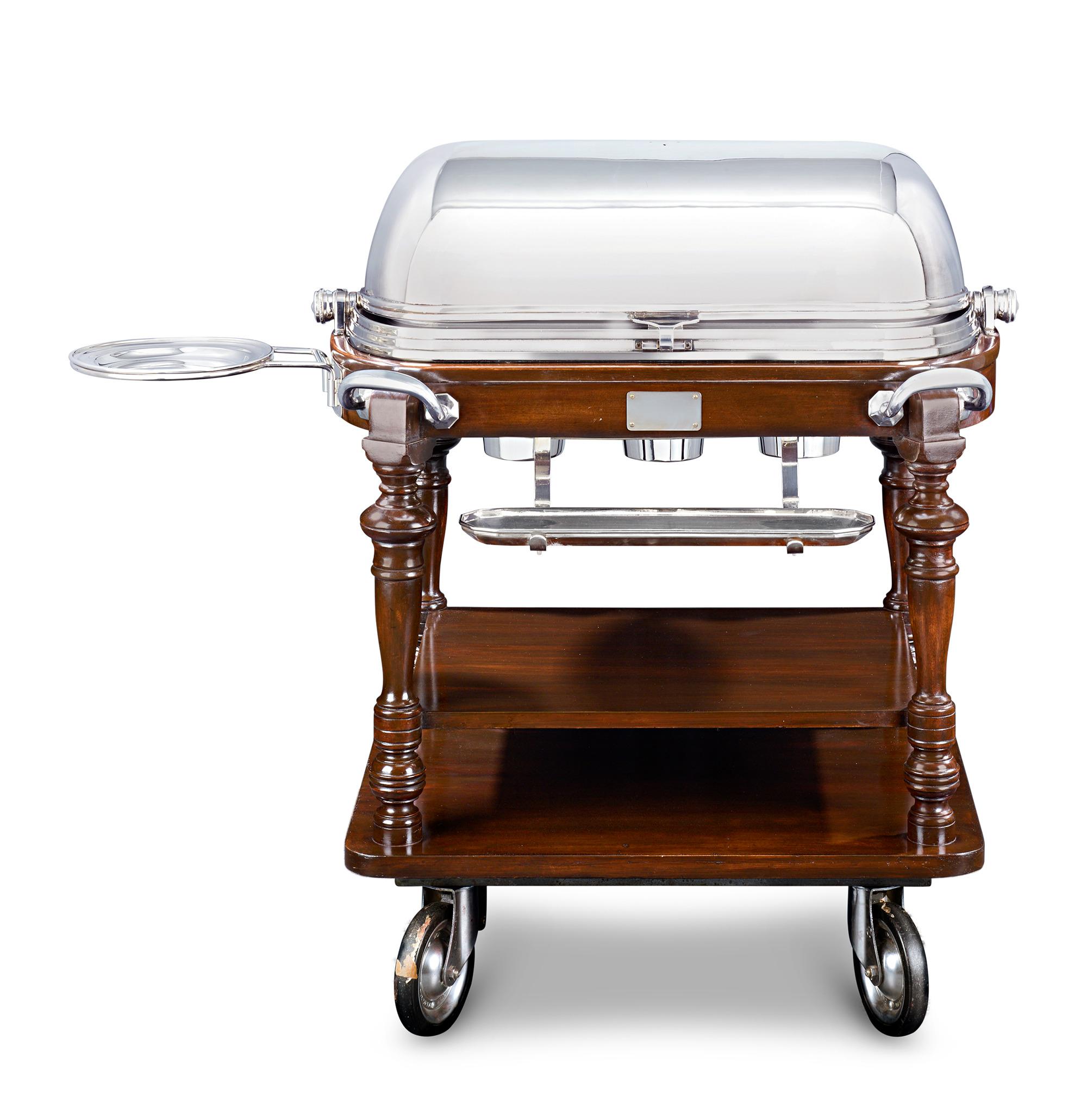 Mahogany And Silverplate Carving Trolley In Excellent Condition In New Orleans, LA