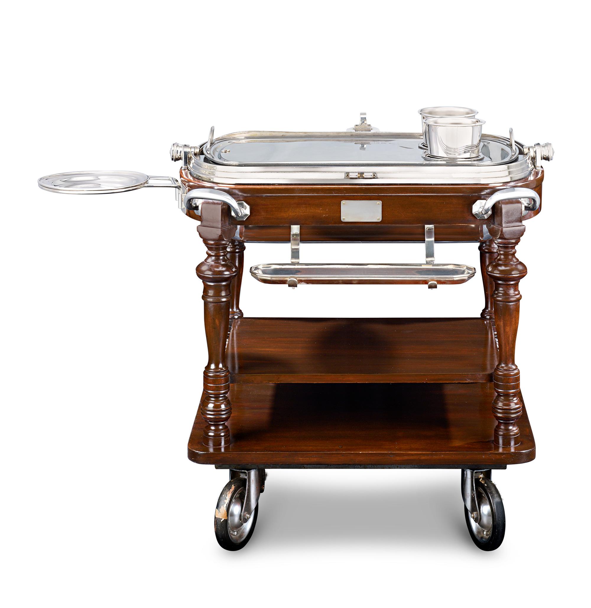 20th Century Mahogany And Silverplate Carving Trolley