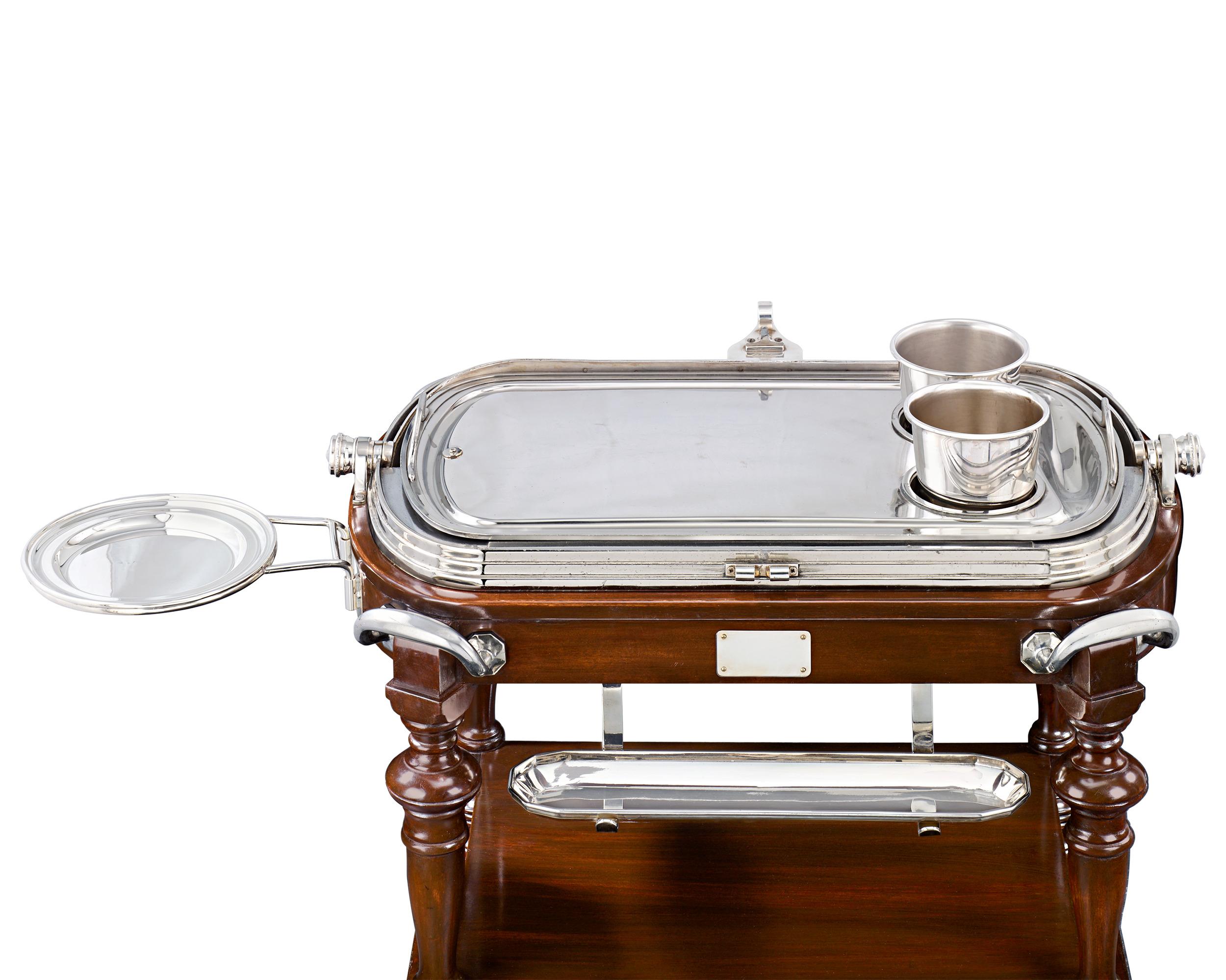 Mahogany And Silverplate Carving Trolley 1