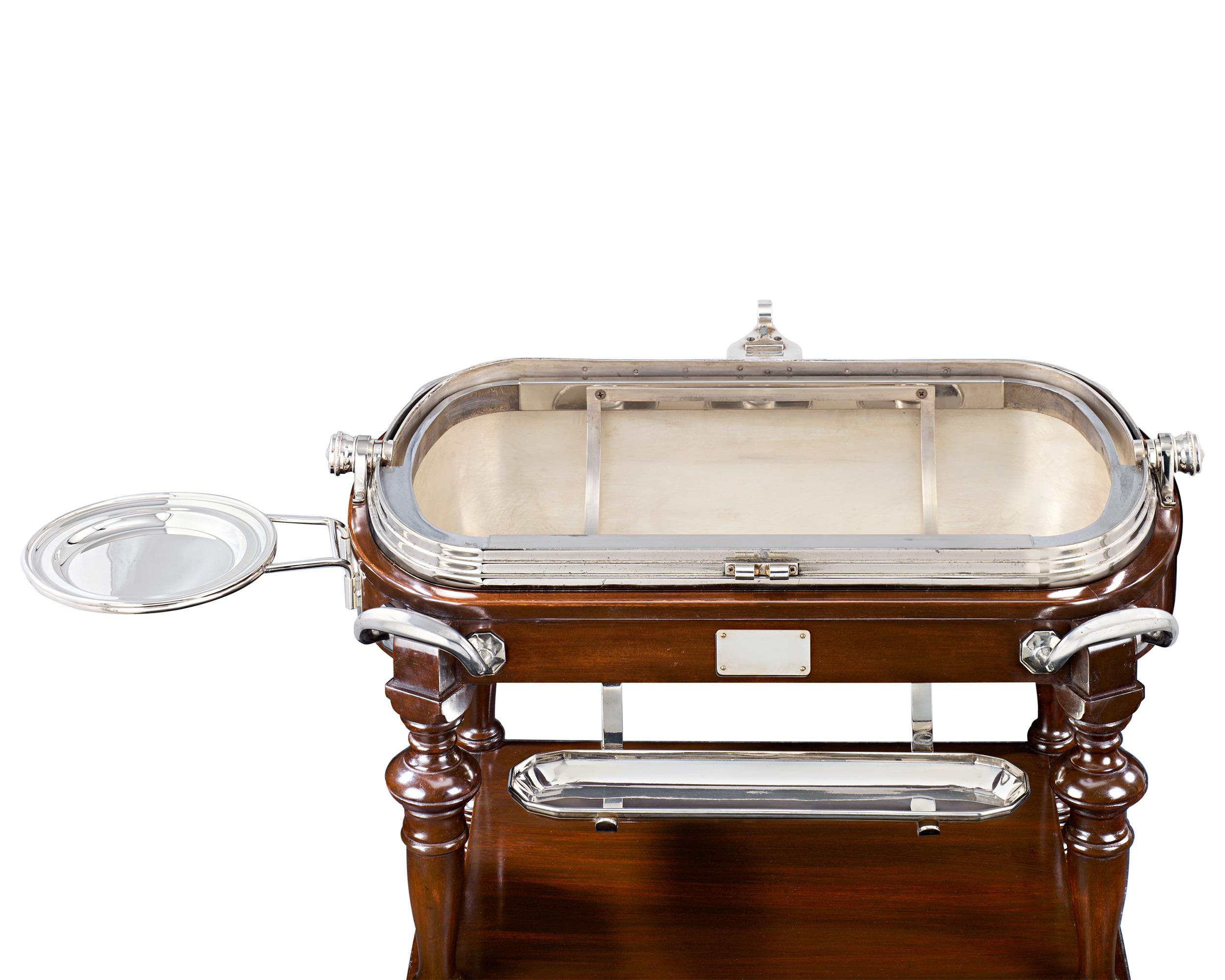 Mahogany And Silverplate Carving Trolley 2